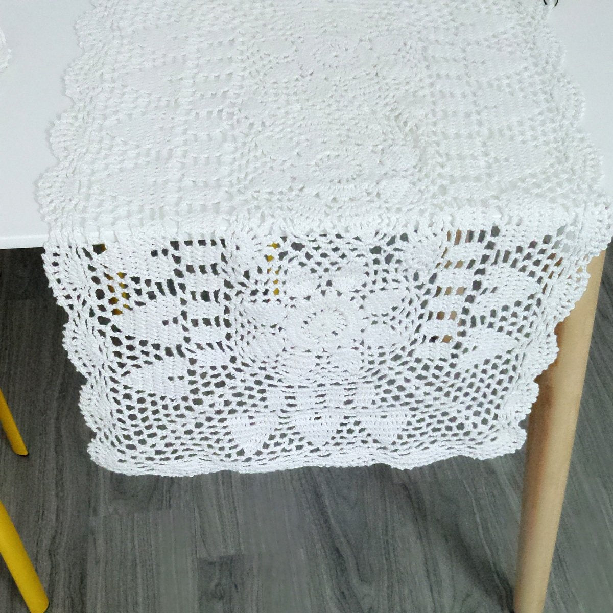 Laivigo Handmade Crochet Lace Table Cloth Doilies Doily,Rectangle,16 X 35 Inch,White