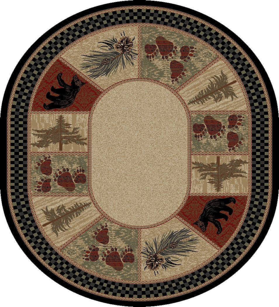 Rug Empire Rustic Lodge Cades Cove Area Rug, 7 10  x 9 10  Oval