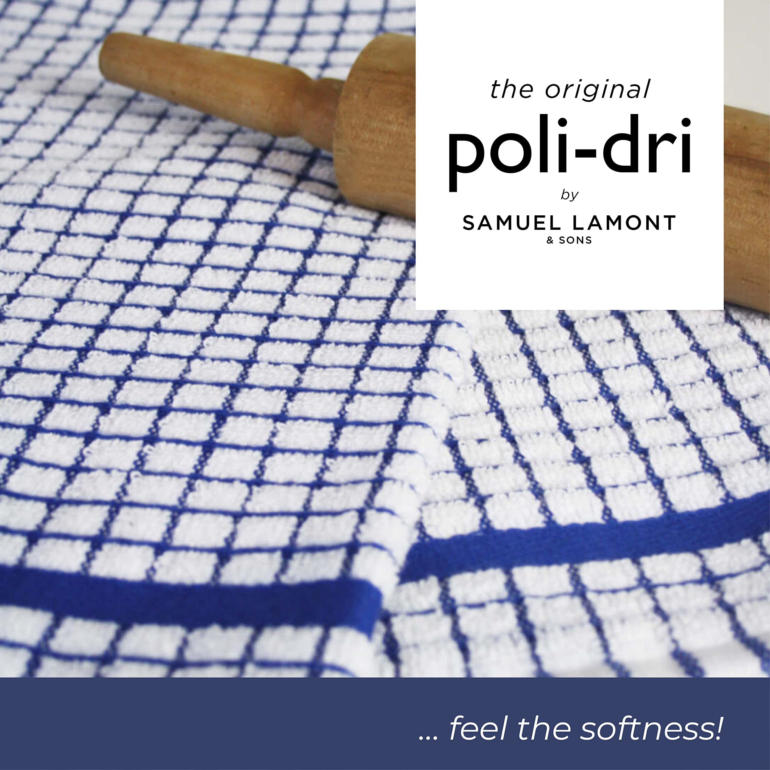 Samuel Lamont Poli Dri Tea Towel - Blue Cotton, 27.5" x 19", Model 706Bl