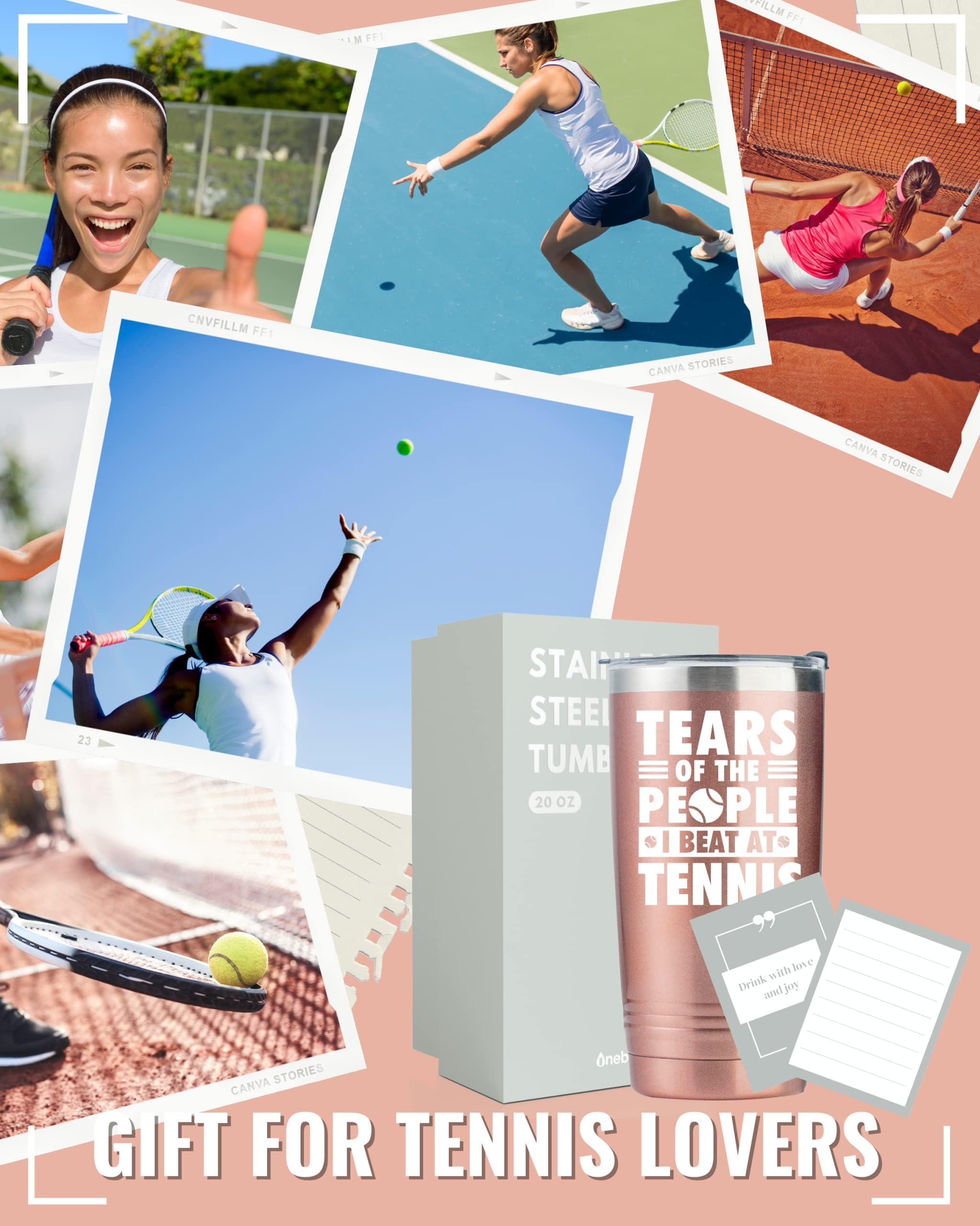 Onebttl Tennis Gifts for TWomen  Tennis Lovers  Tennis Themed 20 oz Stainless Steel Tumbler  Fuuny Gifts for Tennis Players  Tennis Coach  Women - Tears of The People I Beat At Tennis