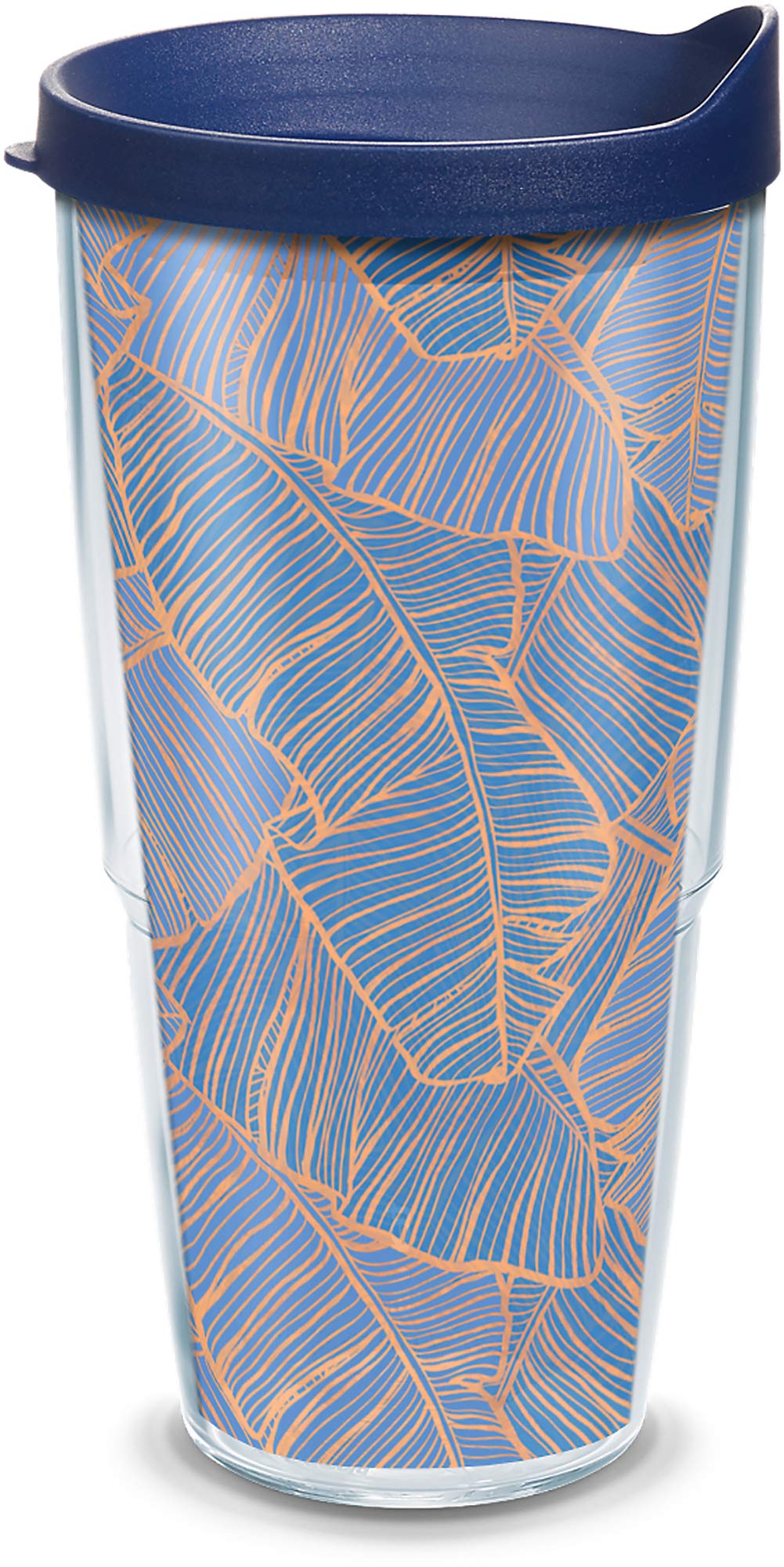 Tervis Navy Banana Palms Made In Usa Double Walled Insulated Tumbler Travel Cup Keeps Drinks Cold & Hot, 24Oz, Clear