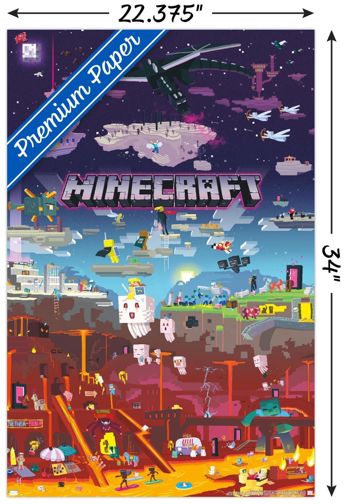 Trends International Minecraft - World Beyond Wall Poster, 22.375'' X 34'', Premium Poster & Clip Bundle