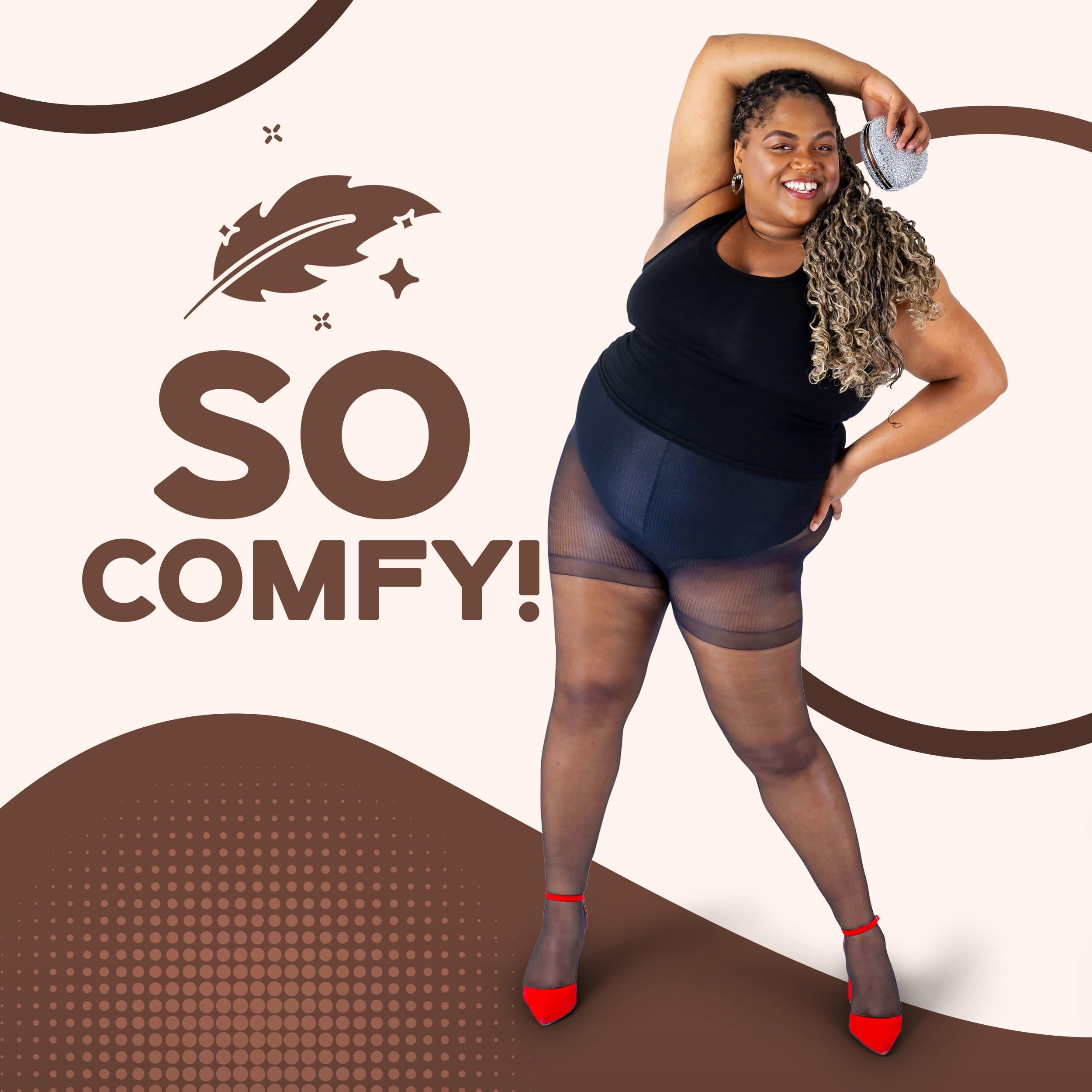 Plus Size Pantyhose For Women Soft Sheer Queen Tights No Rip Or Run 2 Pairs (8X, Suntan)