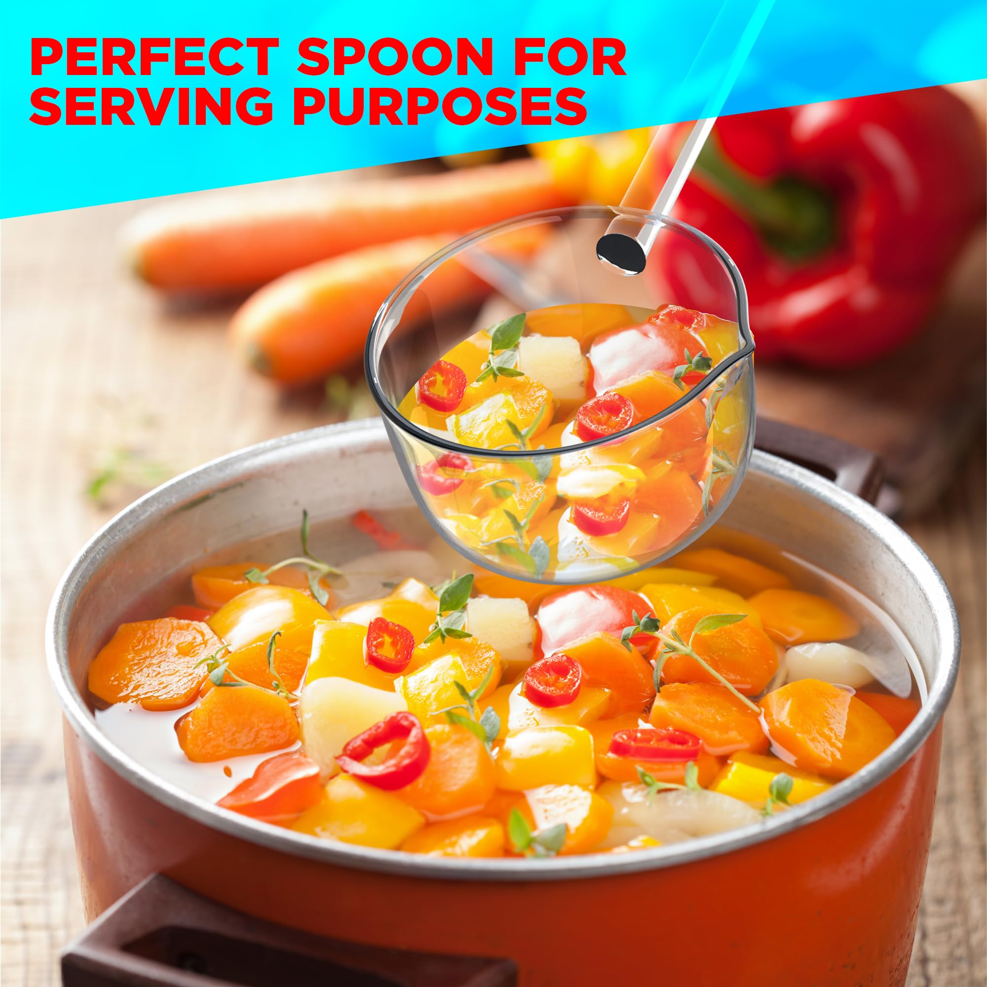 Quiksparq Multipurpose Glass Spoon And Ladle - Heat Resistant Borosilicate Karandi For Cooking, Serving, And Stirring (Yellow)