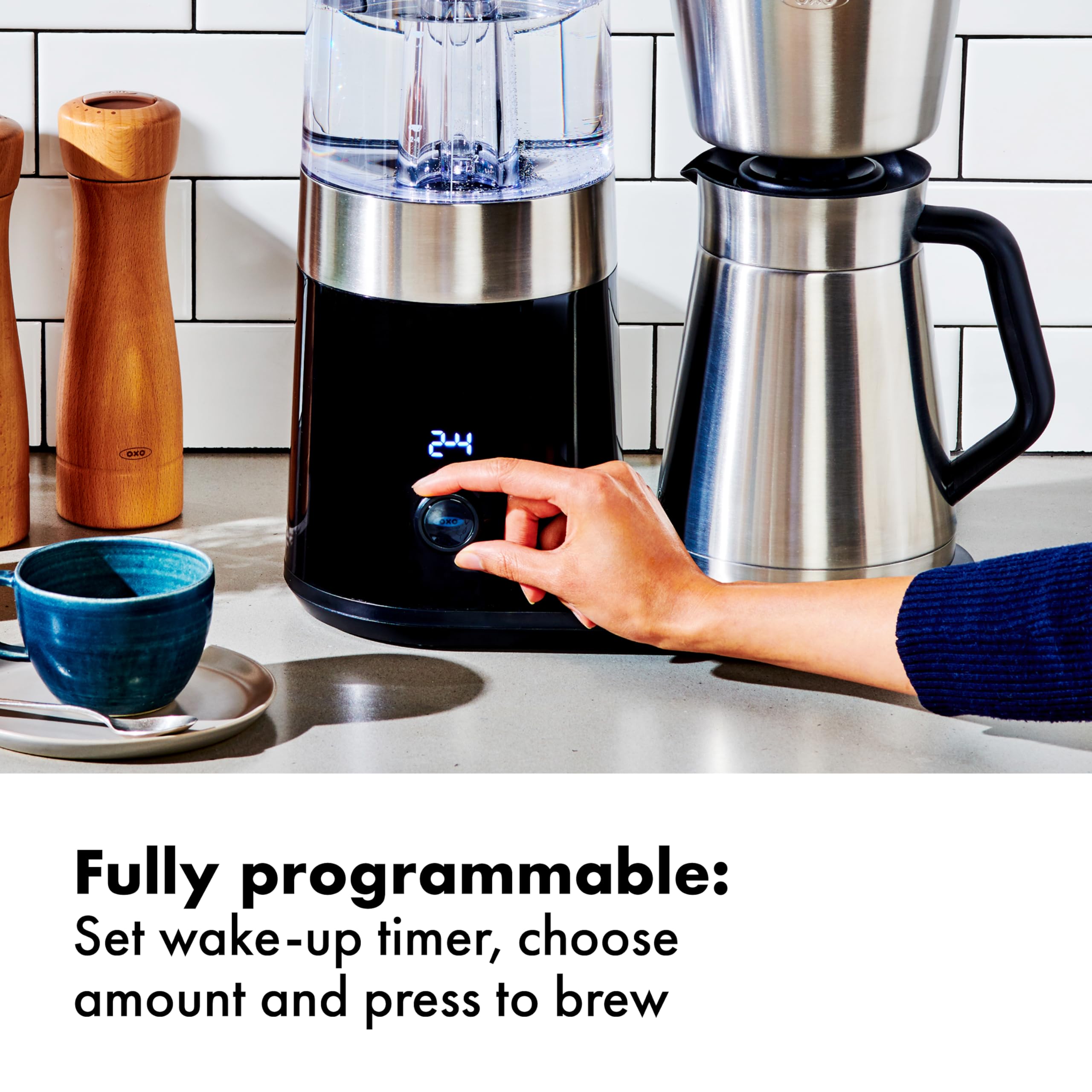 Oxo Brew 9 Cup Stainless Steel Coffee Maker,Silver, Black