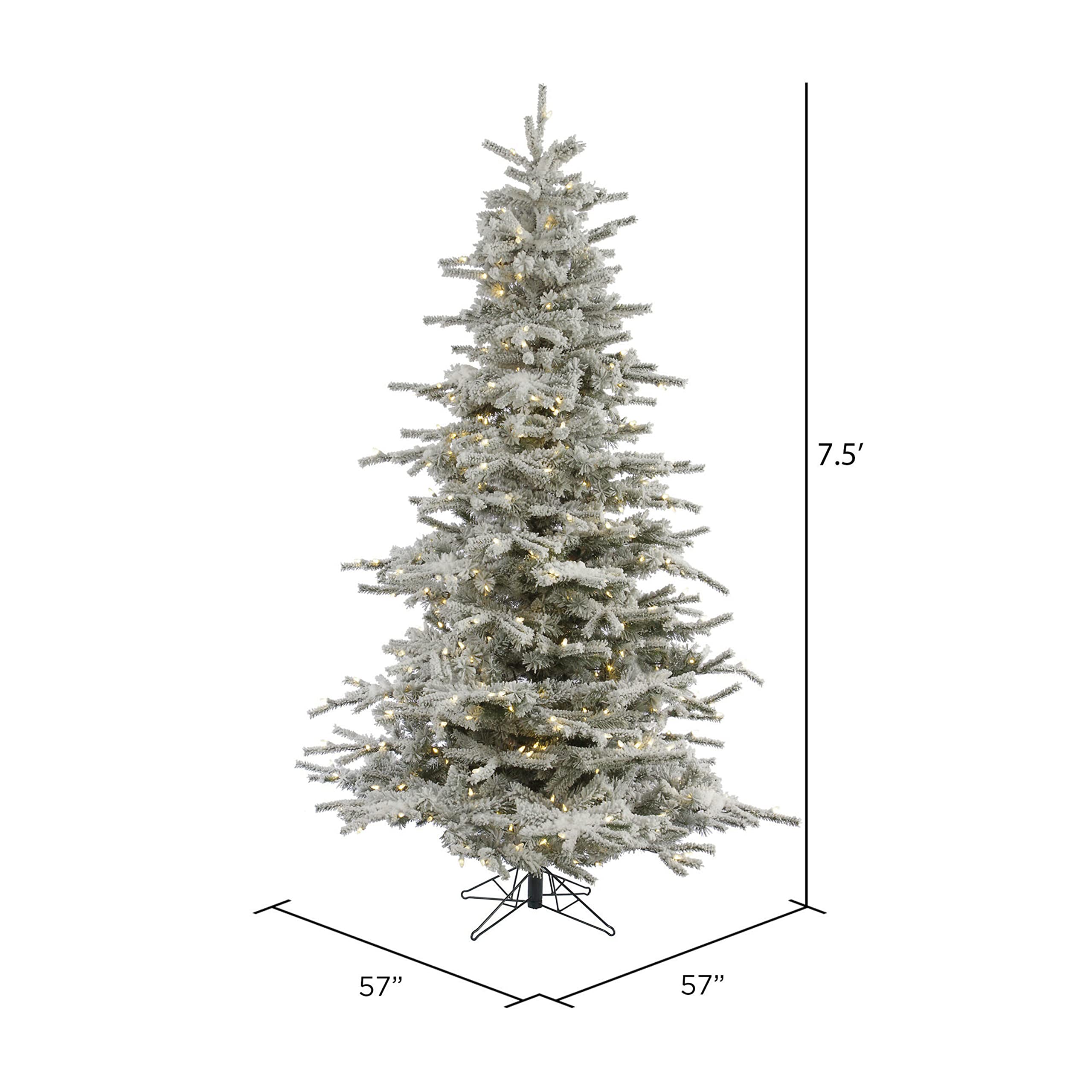 Vickerman 7.5' Flocked Sierra Fir Artificial Christmas Tree, Pure White LED Dura-Lit Lights - Lifelike Indoor Seasonal Home Deco