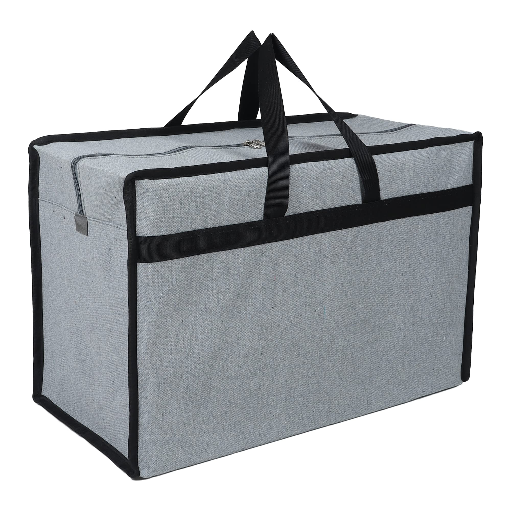 Double R Bags Jute Extra Large Heavy Duty Storage Bag With Handle | Clothes, Blanket, Comforter & Wardrobe Organizer | Grey Canv