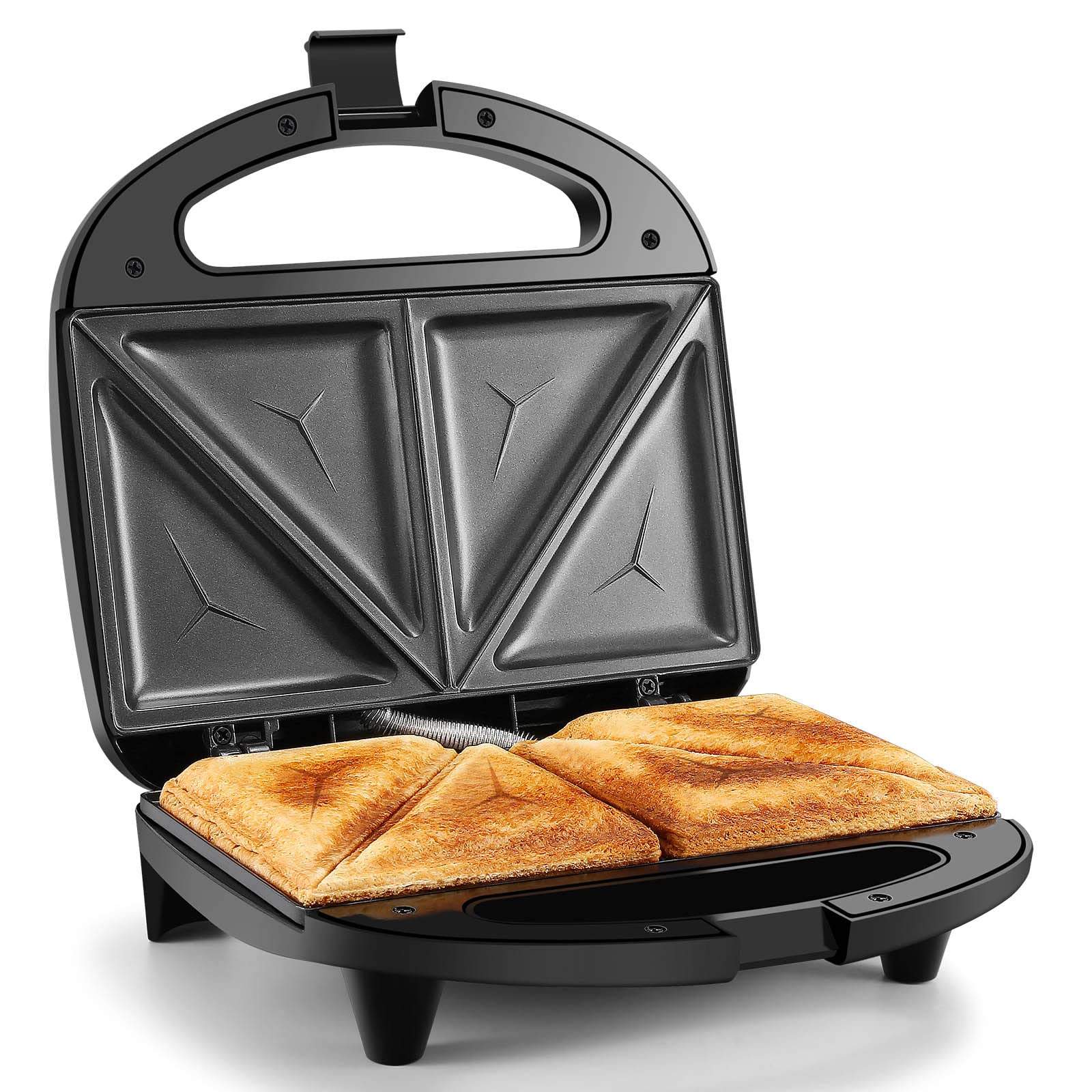 OSTBA Sandwich Maker, 2 Slice Grilled Cheese Maker with Non-stick Triangle Plates, Indicator Lights, Cool Touch Handle, Easy to 