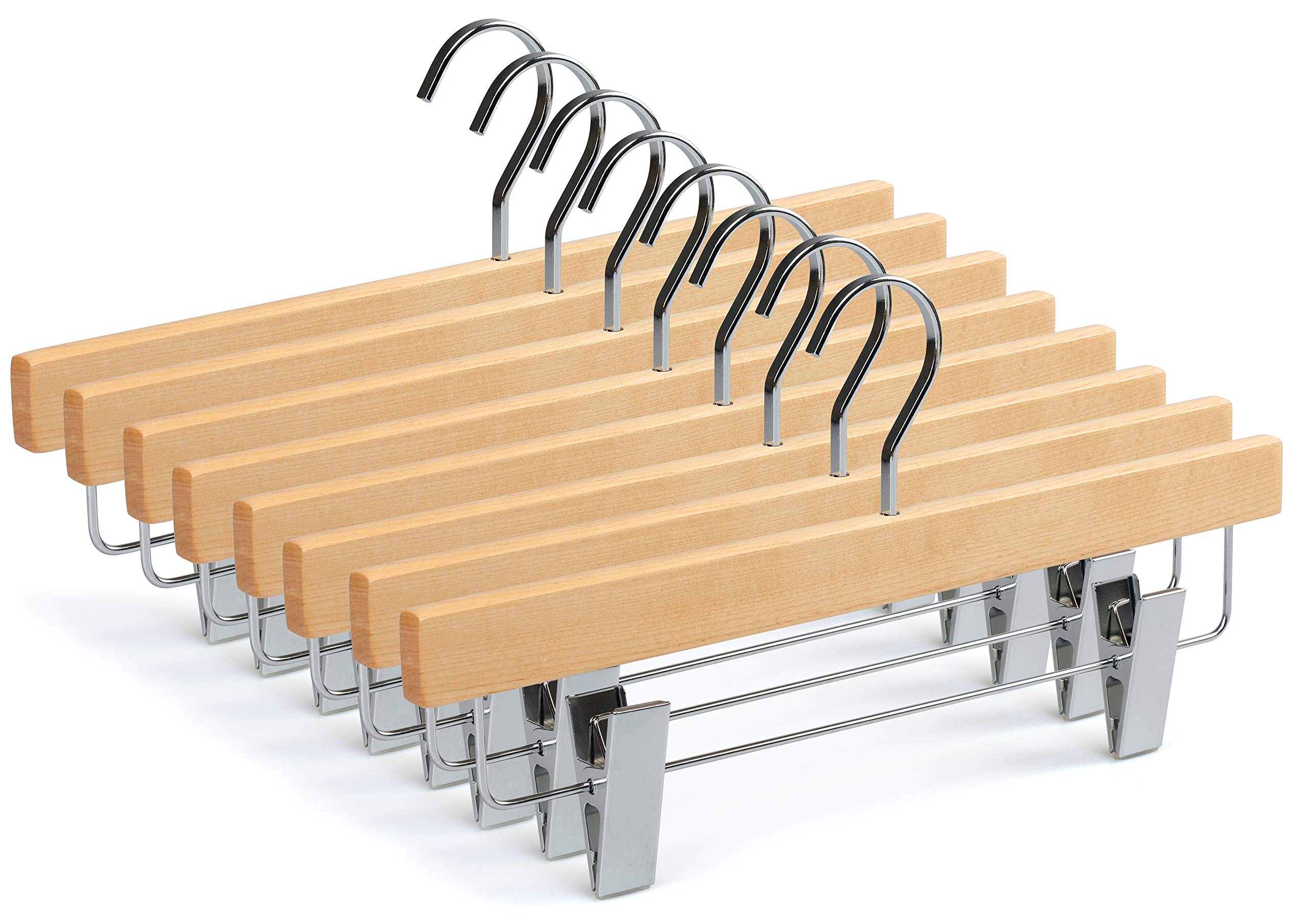 Topia Hanger Pants Hangers, Luxury Natural Wooden Hangers With Premium Metal Clips And 360 Swivel Anti-Rust Flat Hook, 20-Pack B
