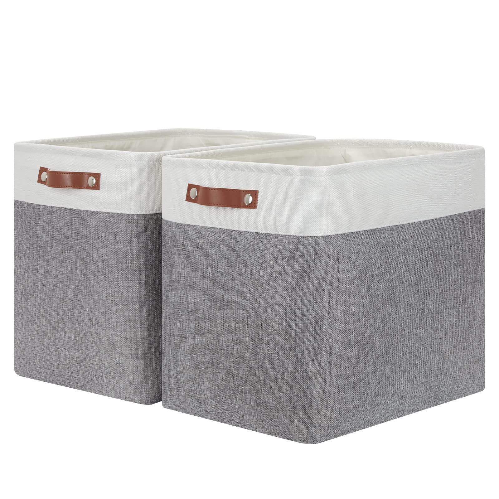 Hnzige Large Storage Baskets Rectangular Storage Bins Baskets For Organizing [2 Pack] Tall Shelf Baskets With Handles, Decorativ