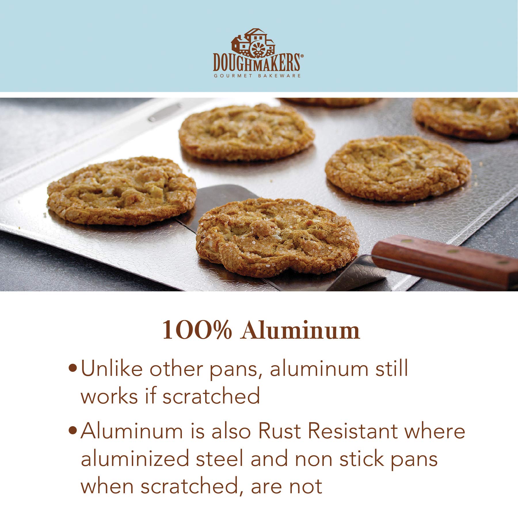 Doughmakers Biscuit Sheet Commercial Grade Aluminum Bake Pan 10'' X 14''