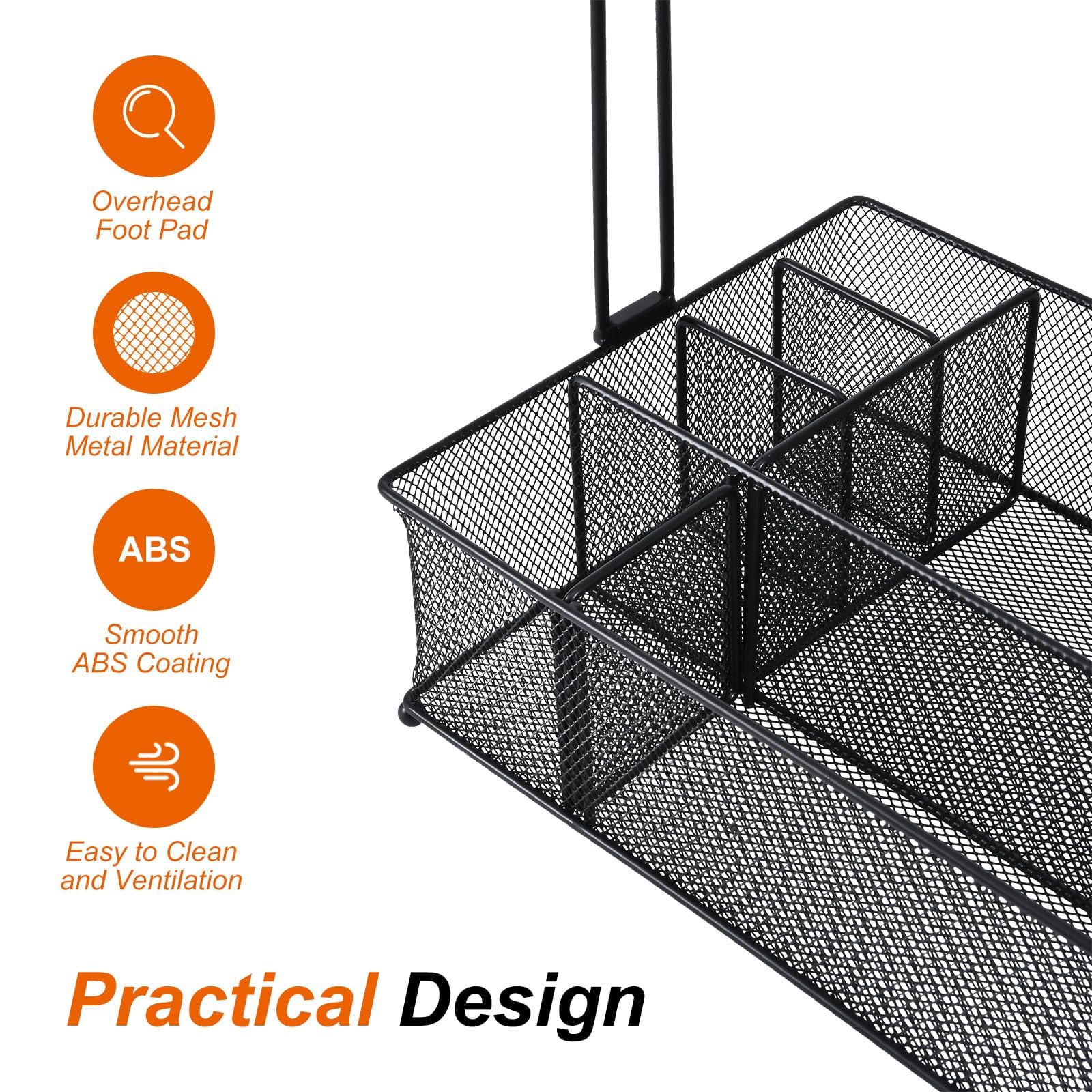 Vikeyhome Grill Caddy, Picnic Bbq Organizer For Camping Outdoor Mesh Basket With 3 Hanging Hooks And Paper Towel Holder, Ideal T
