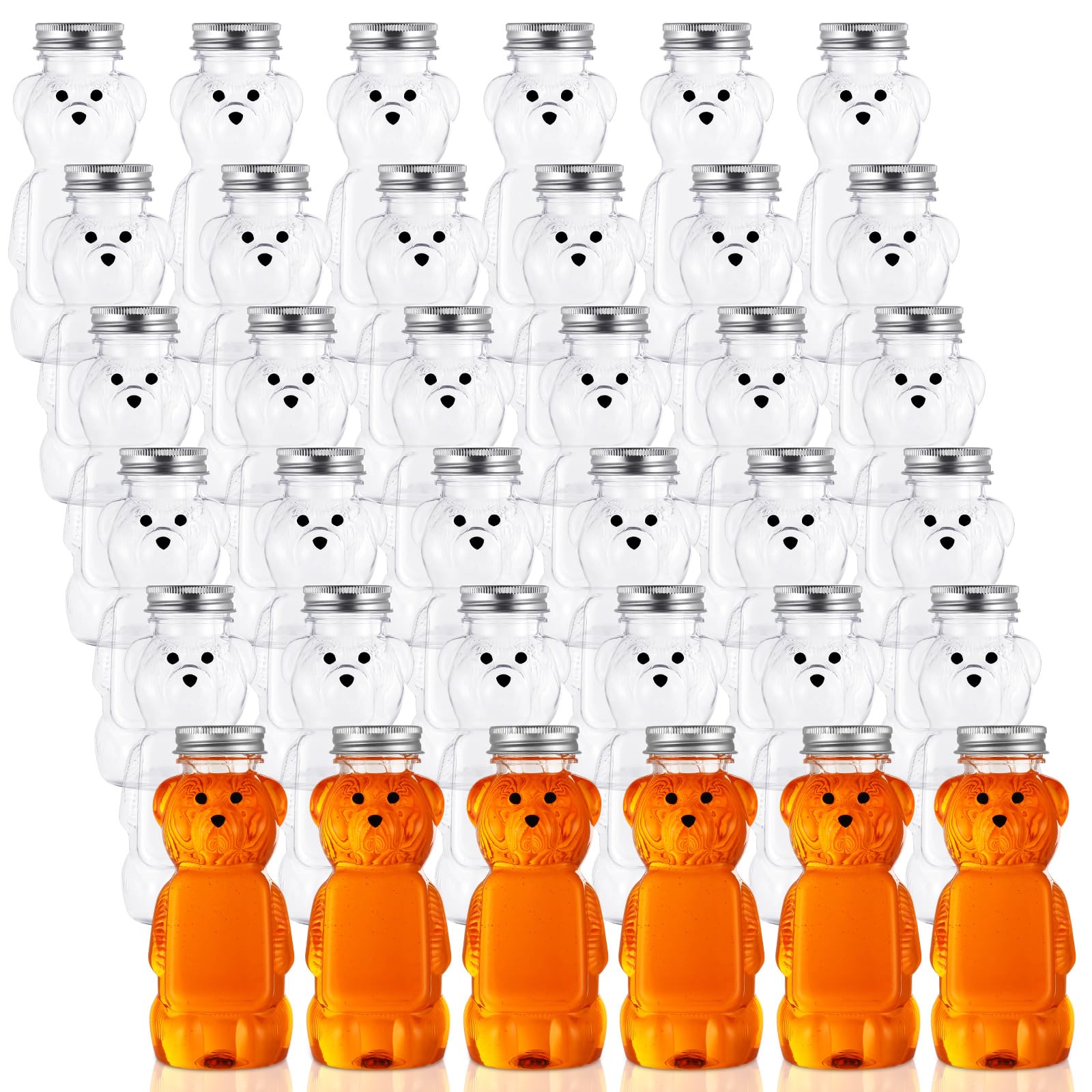 Mifoci 36 Pcs 8 Oz Plastic Honey Bear Bottle Bear Shape Clear Honey Container With Screw Top Lid Honey Bottle Squeeze Bear Shape