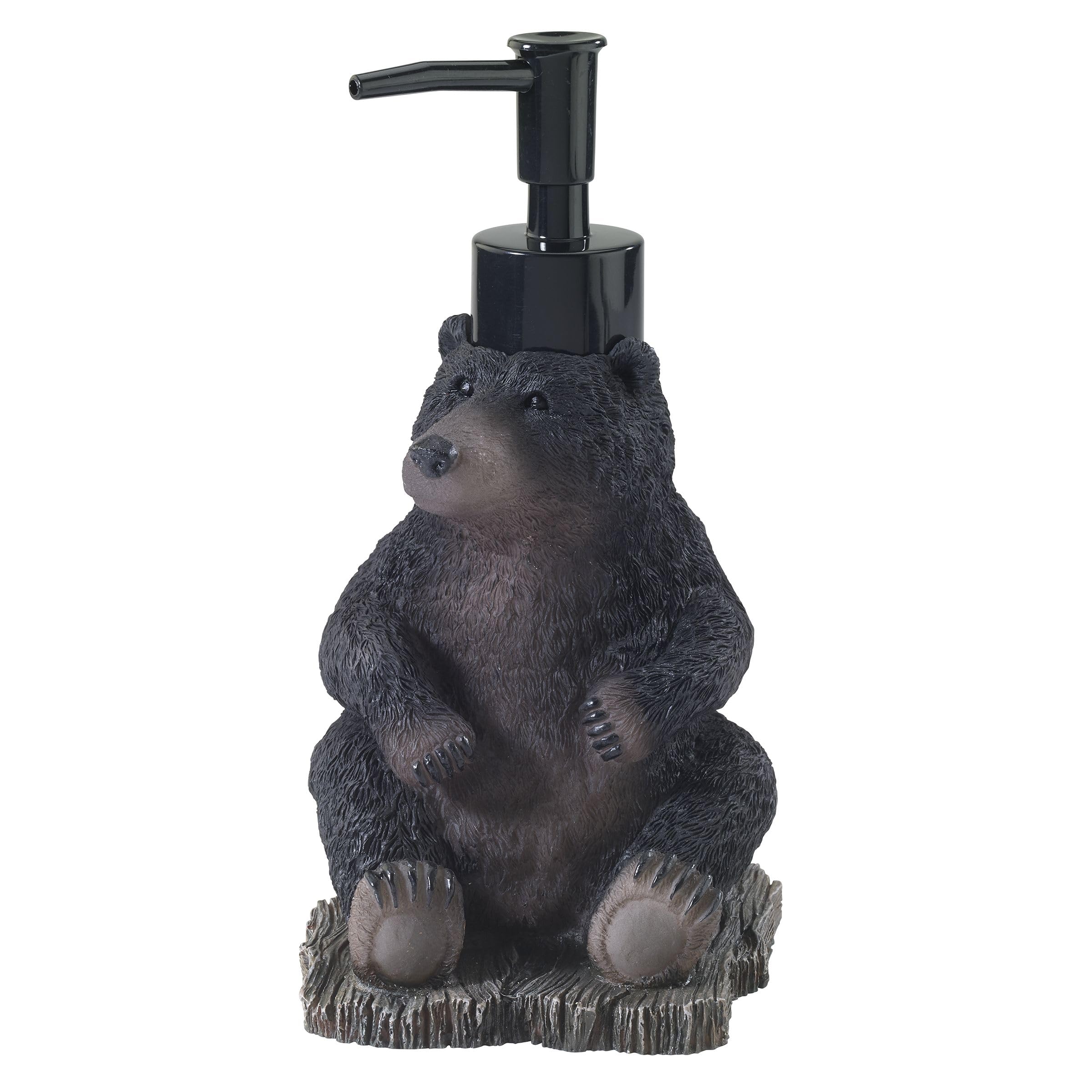 Avanti Linens - Soap Dispenser/Lotion Pump, Resin Countertop Accessories, Animal Bathroom Decor (Black Bear Lodge Collection)