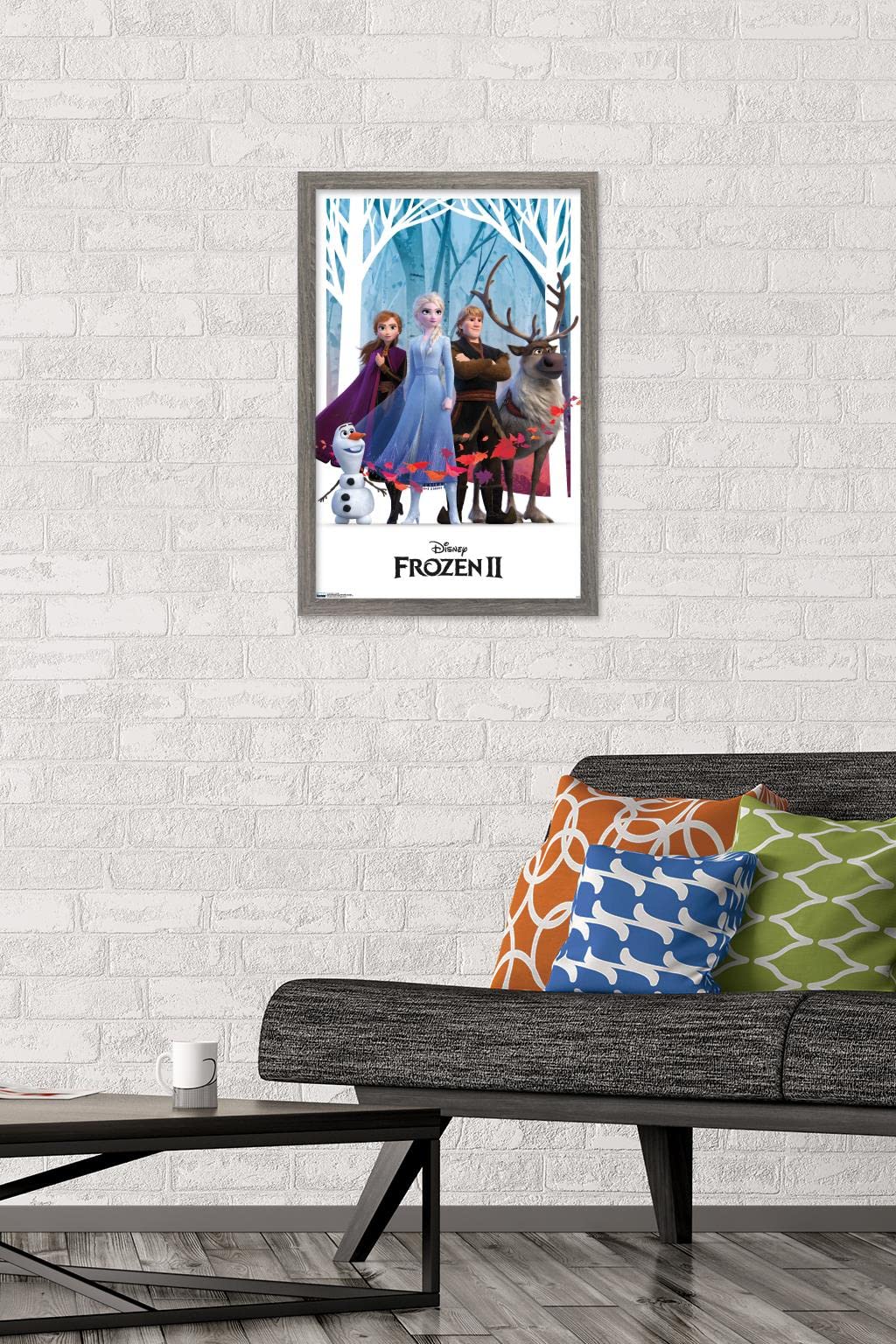 Trends International Disney Frozen 2 - Group Wall Poster, 14.725'' X 22.375'', Barnwood Framed Version