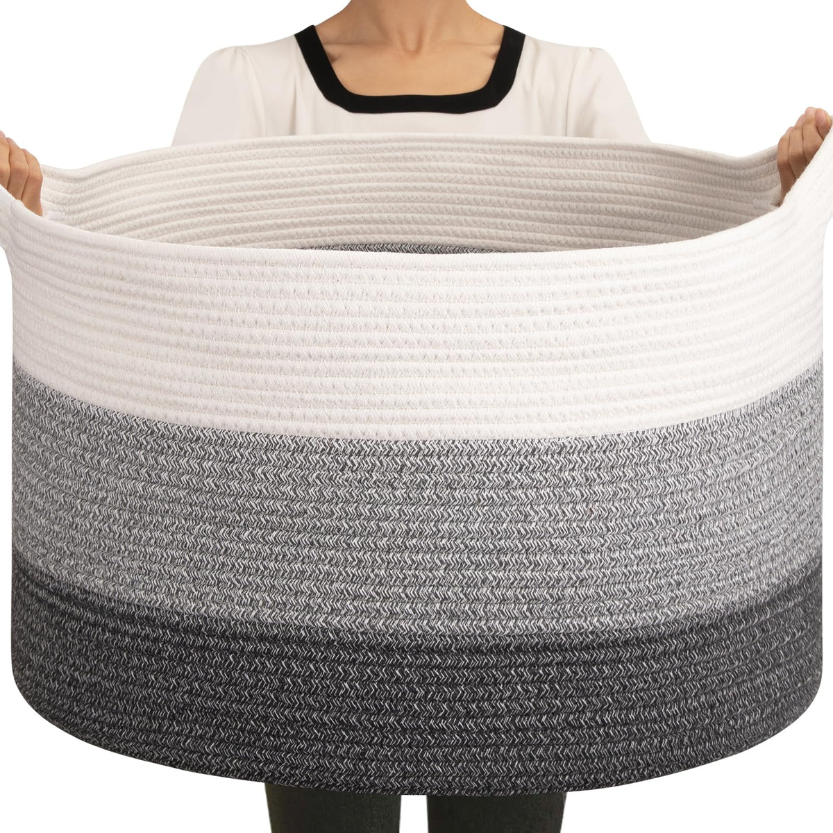 Oiahomy Extra Large Storage Basket, 23'' X 13'' Woven Blanket Basket For Living Room, Round Woven Basket For Clothes, Laundry Ba