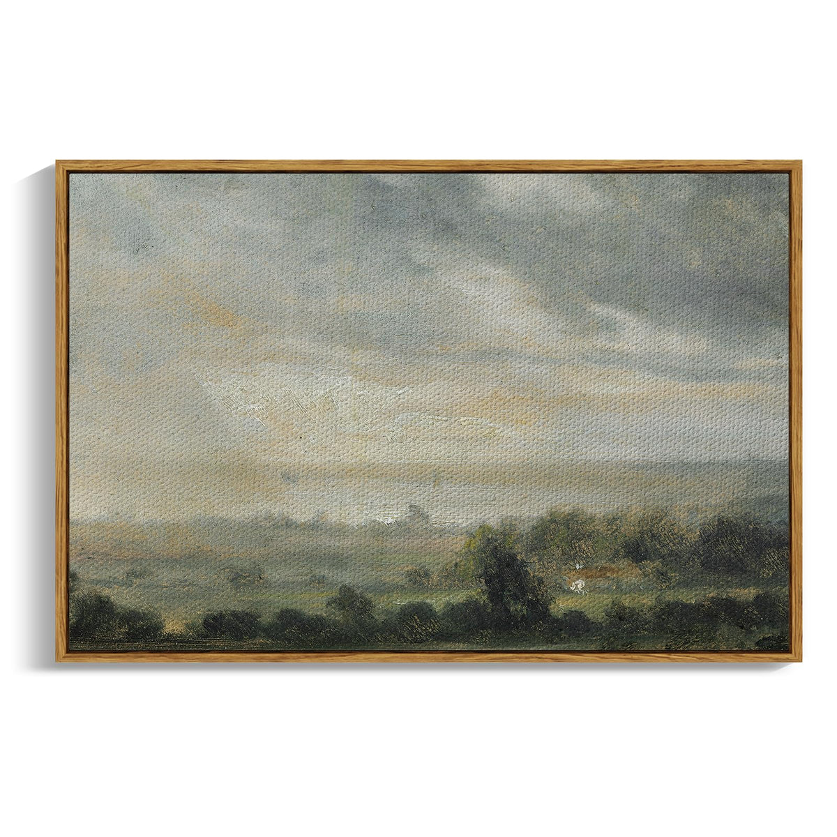Insimsea Framed Landscape Canvas Wall Art Home Decor | Wild Field Under Clear Sky | Modern Farmhouse Decor For Room Aesthetic |