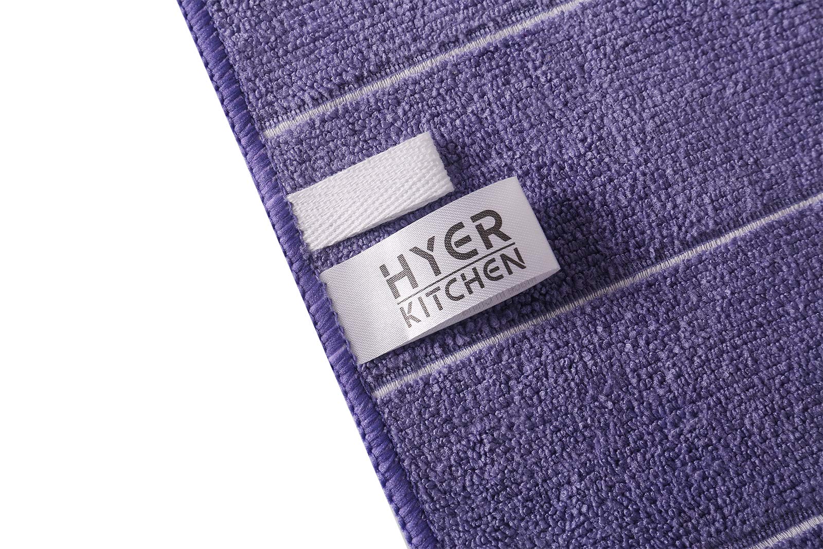 Microfiber Kitchen Towels - Super Absorbent  Soft and Solid Color Dish Towels  8 Pack (Stripe Designed Purple and White Colors)  26 x 18 Inch (Purple)
