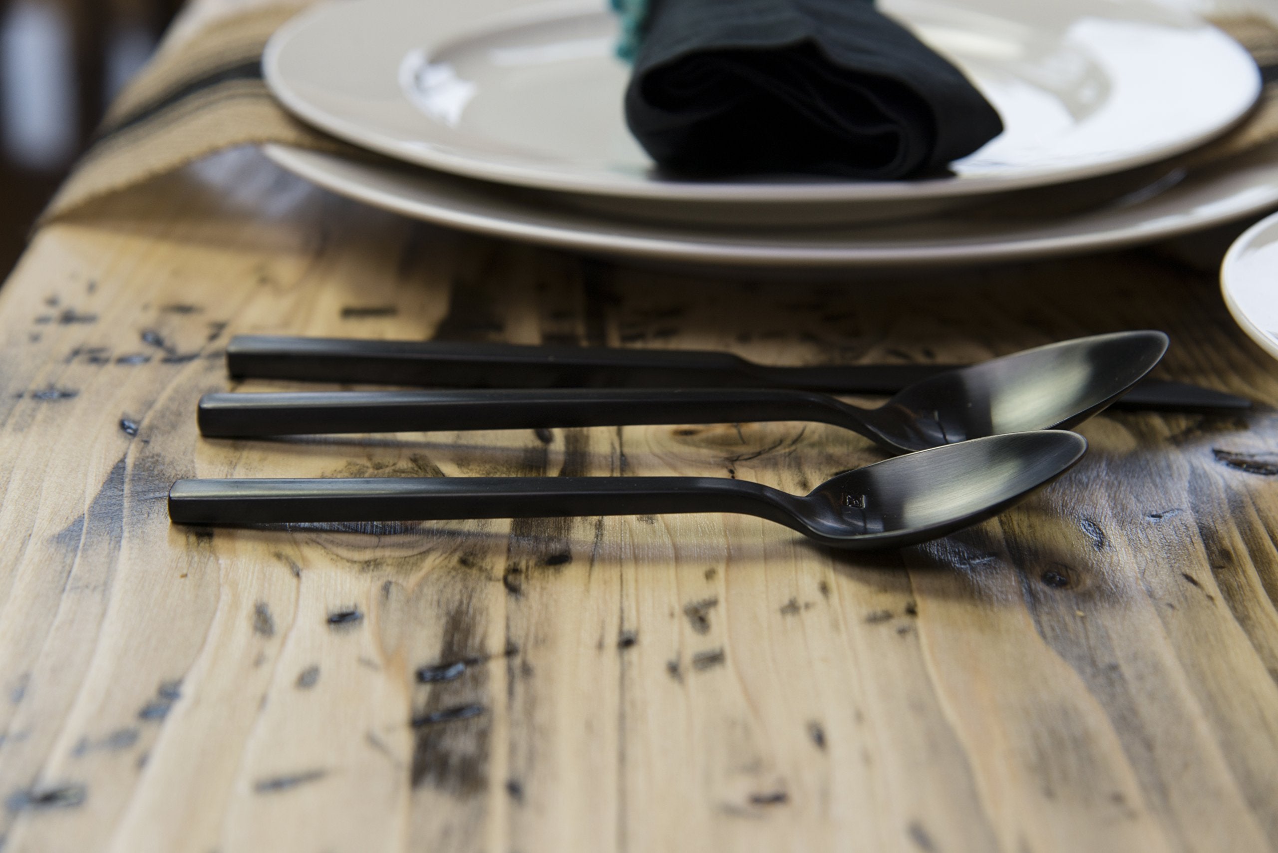 Fortessa Arezzo 18/10 Stainless Steel Flatware, 5 Piece Place Setting, Service For 1, Brushed Black - 5Pps-1656B-05