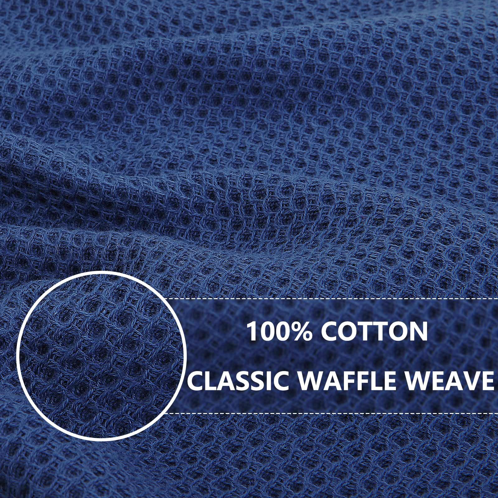 Homaxy 100% Cotton Waffle Weave Kitchen Dish Cloths, Ultra Soft Absorbent Quick Drying Dish Towels, 12 X 12 Inches, 8-Pack, Navy