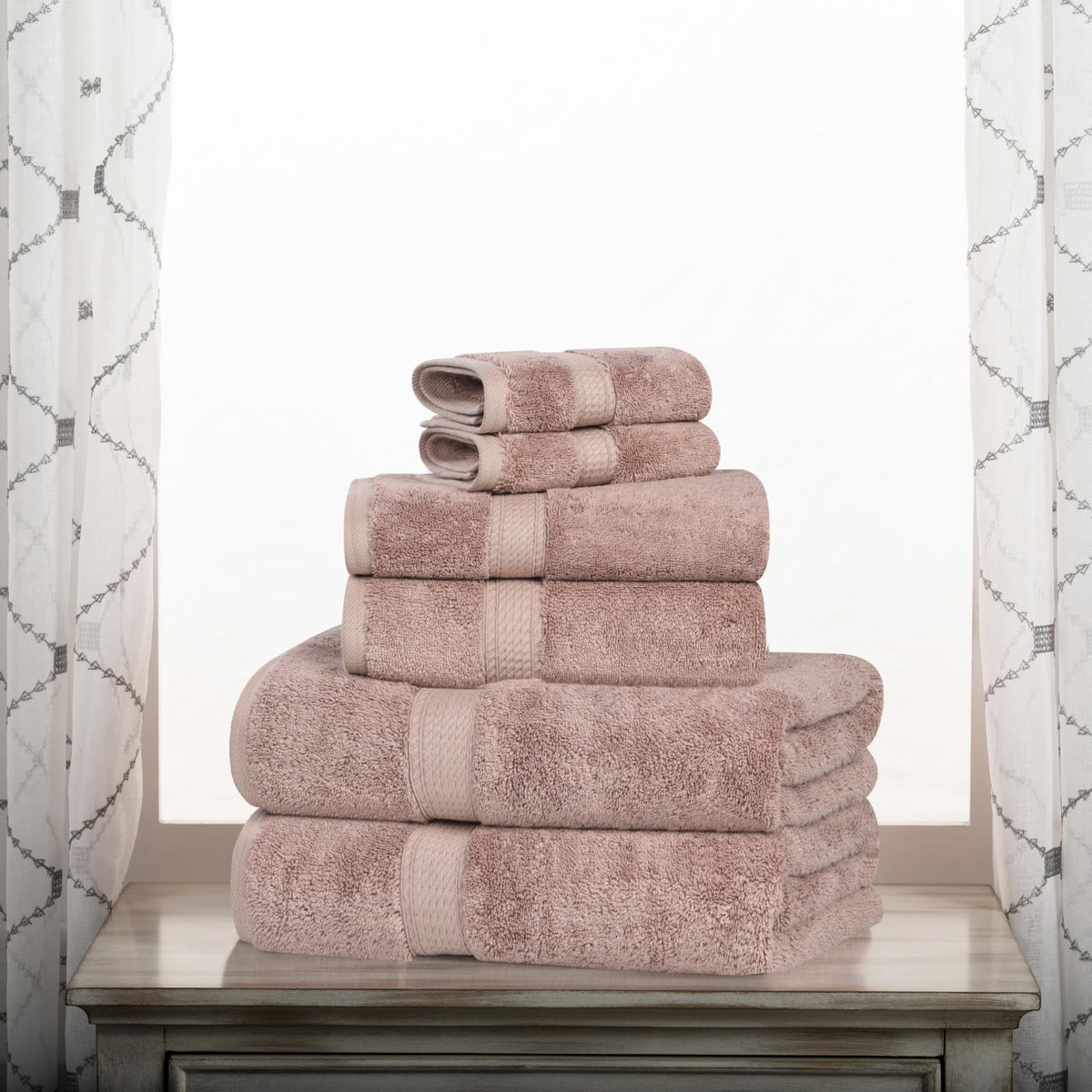 Superior Egyptian Cotton Pile 6-Piece Towel Set, 2 Bath, 2 Hand, 2 Face Towel/Washcloth, Heavyweight, Ultra Soft Luxury Towels,