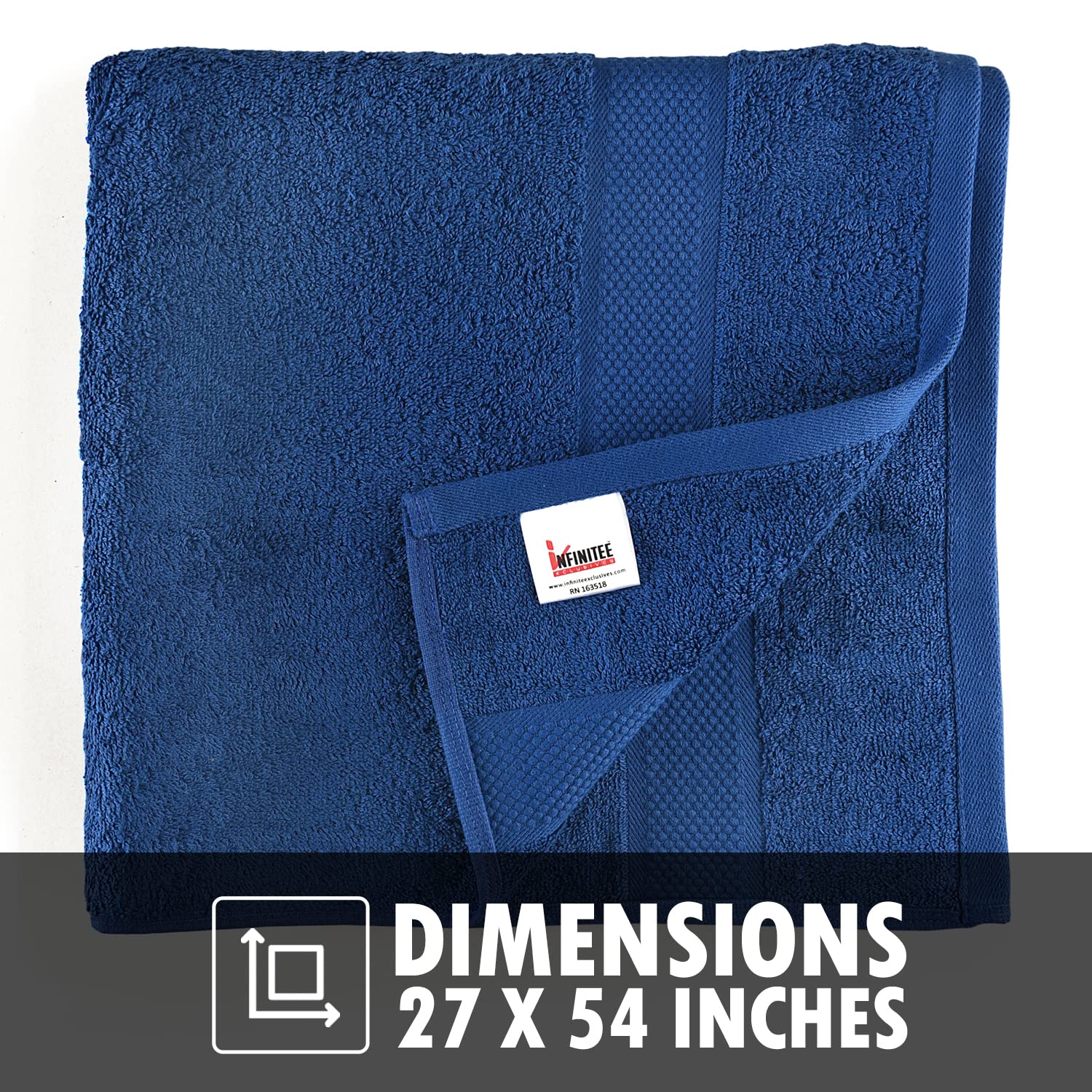 Infinitee Xclusives Premium Bath Towels Set Pack of 4-100% Ring Spun Cotton Towels - Navy Blue Bath Towels 27 x 54 - Soft Feel  Quick Dry  Highly Absorbent Durable Towels  Perfect for Daily Use