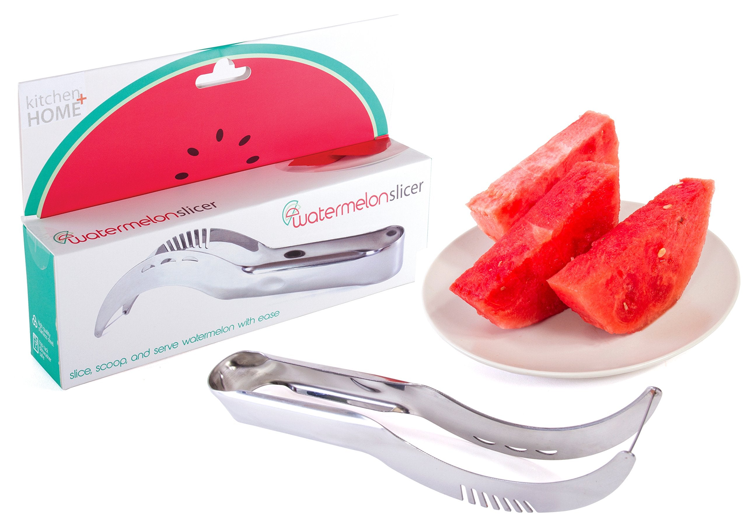 Kitchen + Home Watermelon Slicer Corer And Server - 18/10 Stainless Steel Melon Slicer