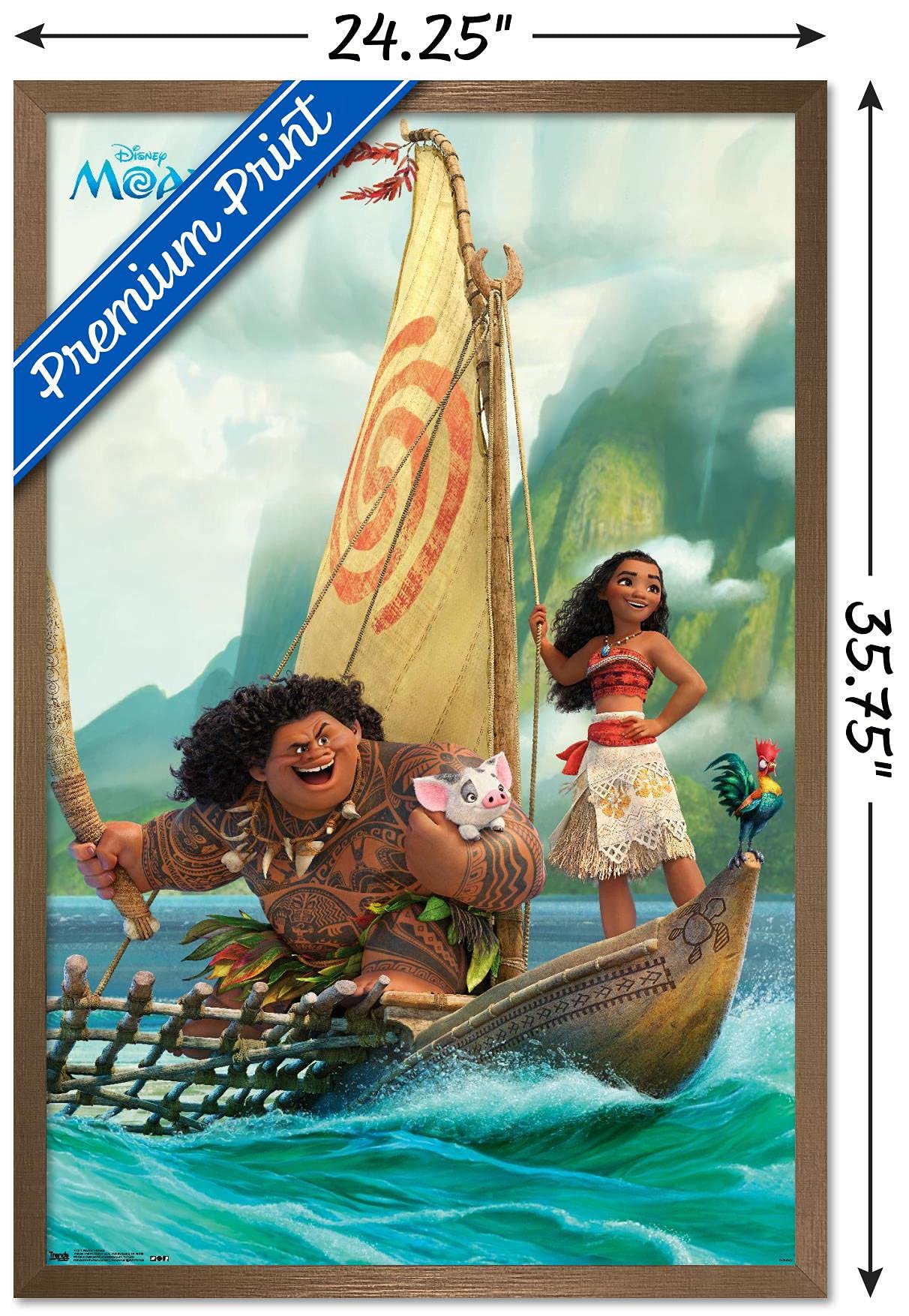 Trends International Disney Moana - Group Wall Poster, 22.37'' X 34.00'', Bronze Framed Version