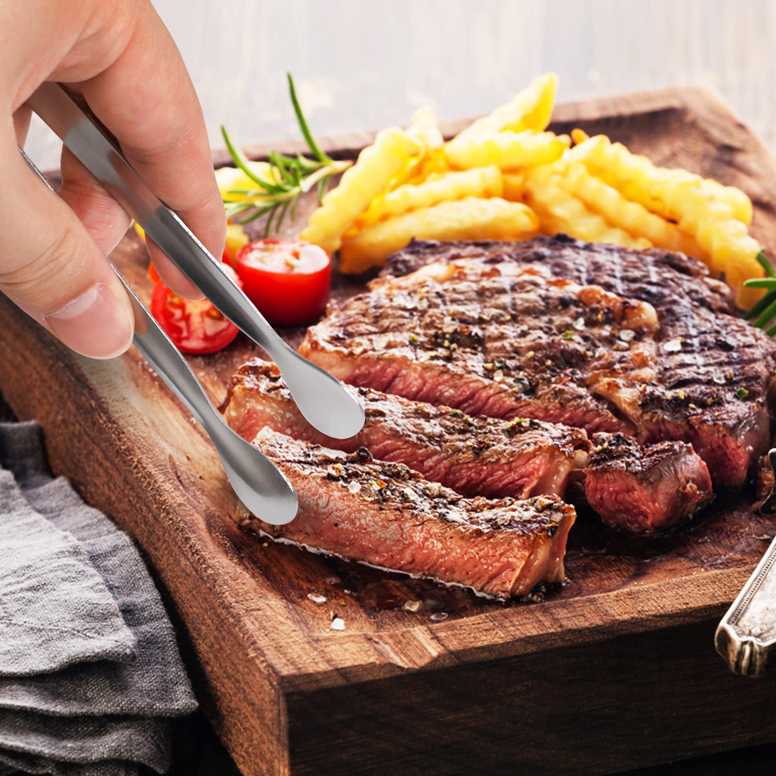 Jcren 12 Pack Serving Tongs, Small Serving Utensils For Catering, Food-Grade 304 Stainless Steel Serving Tongs Appetizer Tongs S