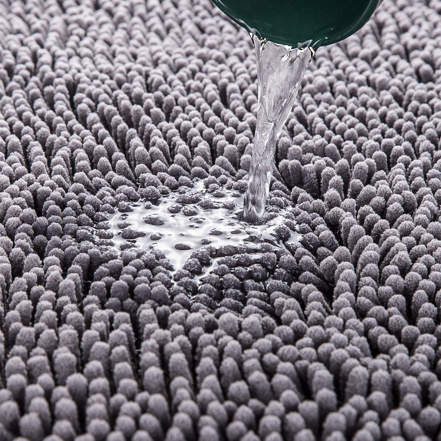 LOCHAS Luxury Bathroom Rug Shaggy Bath Mat 24 x 70 Inch  Washable Non Slip Bath Rugs for Bathroom Shower  Soft Plush Chenille Absorbent Carpets Mats  Grey