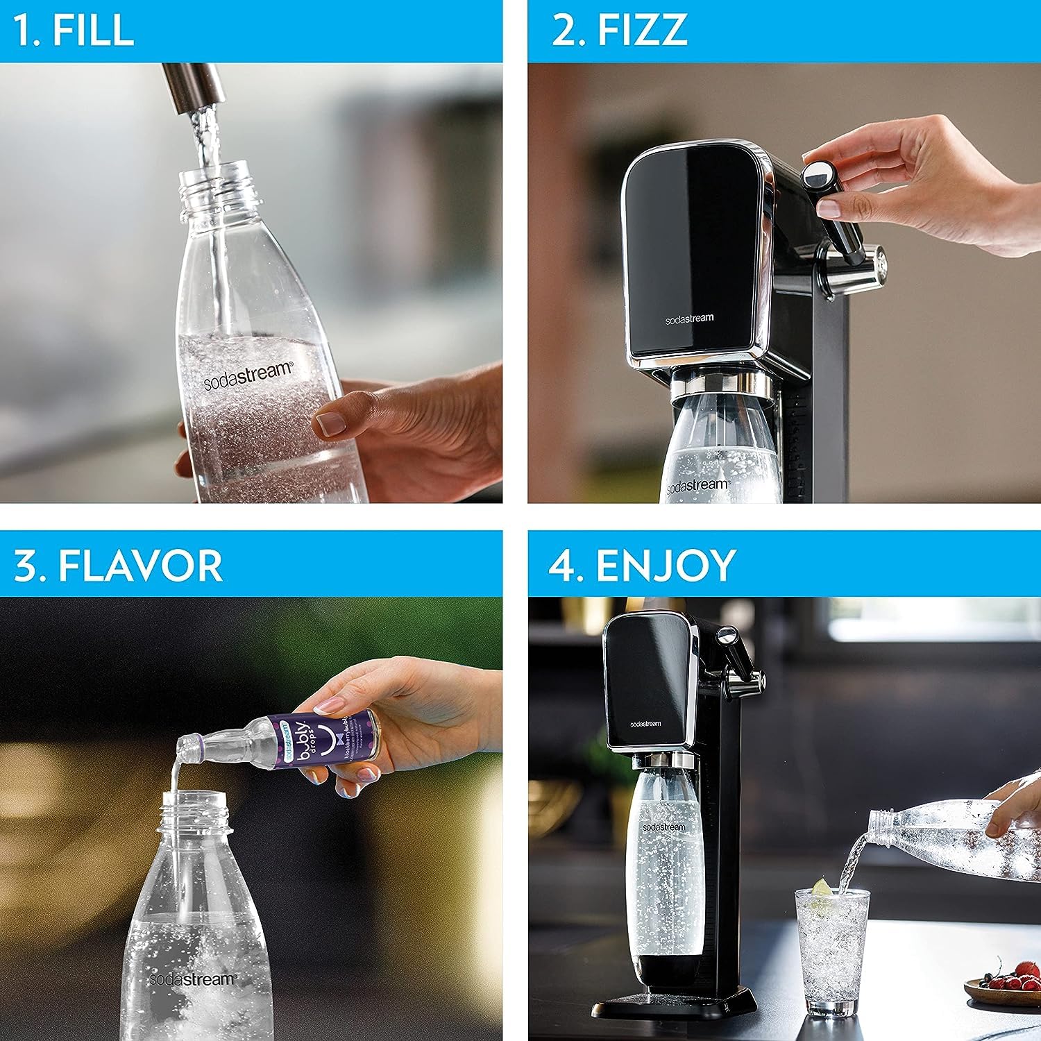 Sodastream Art Sparkling Water Maker (Black) With Co2 And Dws Bottle