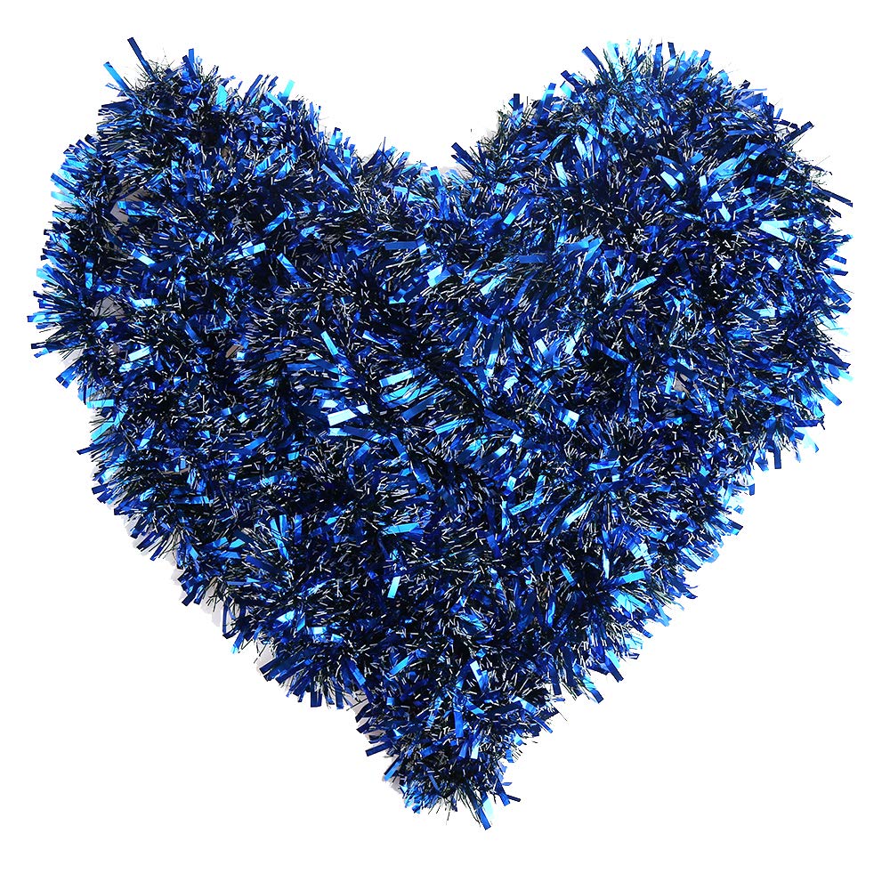 33ft Christmas Blue Metallic Tinsel Garland for Christmas Tree Ornaments Party Decoration Ceiling Hanging 3.5 inch Wide