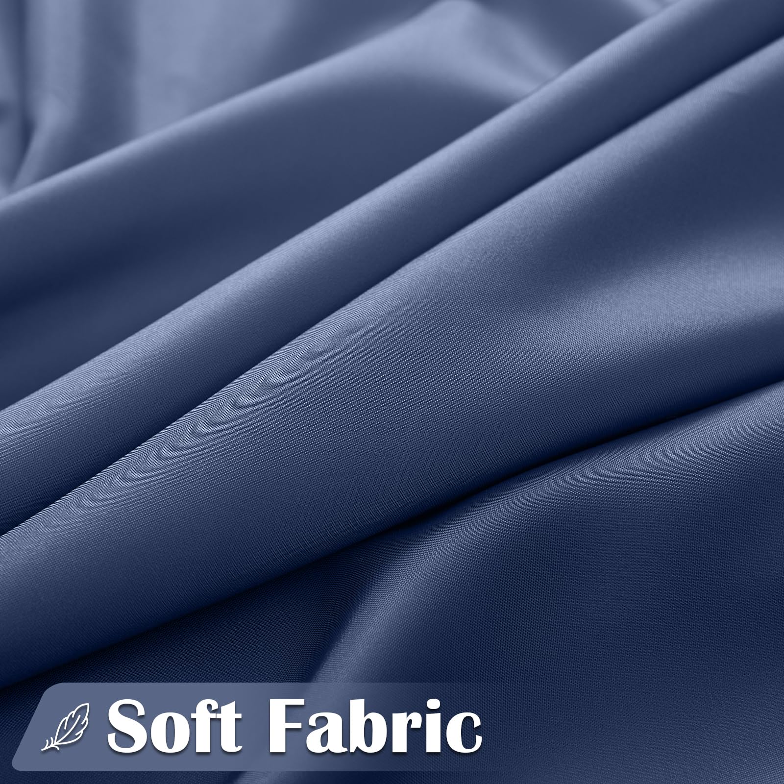 Jicnhan Navy Blue Ombre Shower Curtain, Waterproof Fabric Shower Curtains For Bathroom, Modern Gradient Color Shower Curtain Set