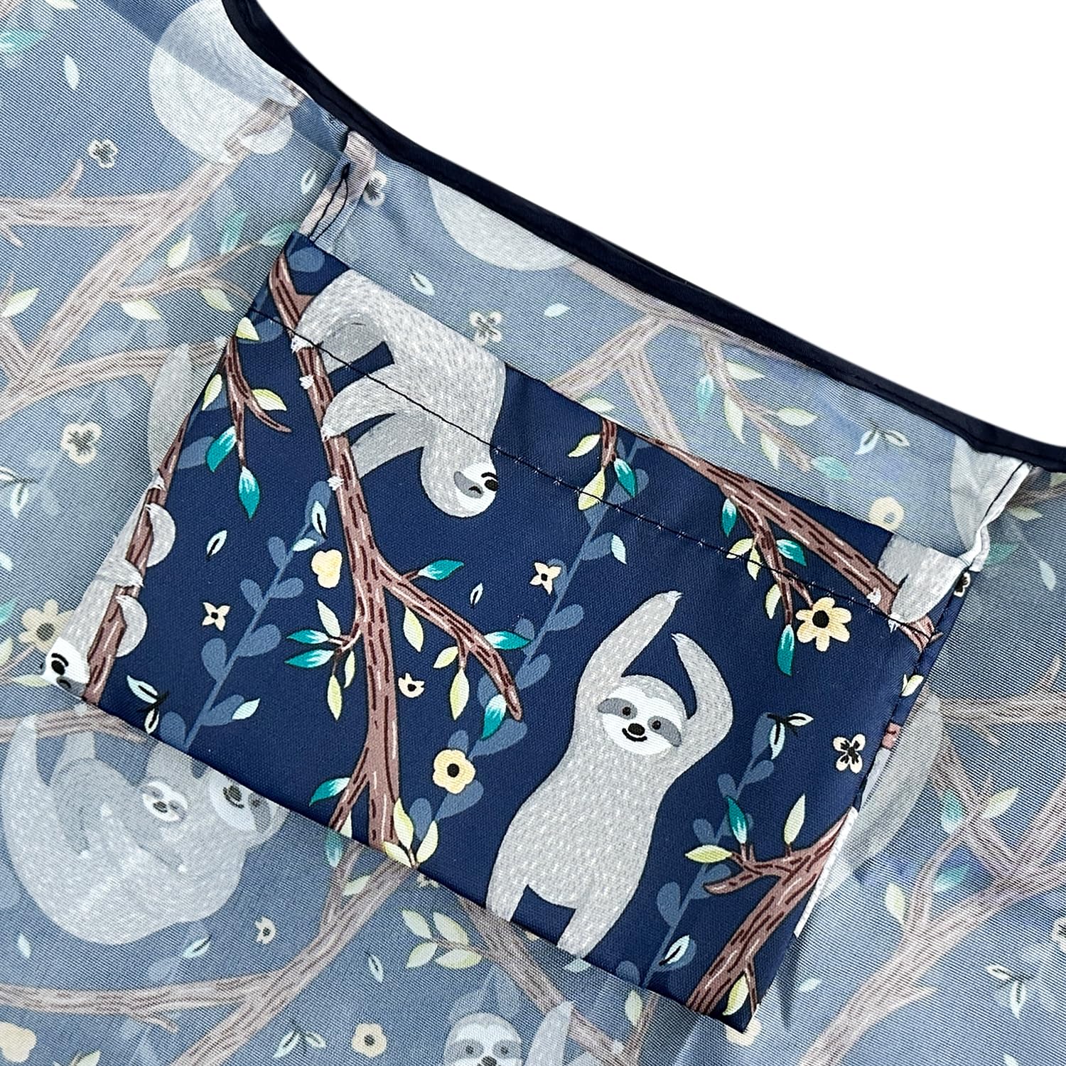 Allydrew Large & Small Foldable Tote Nylon Reusable Grocery Bags, Set Of 2, Sloths