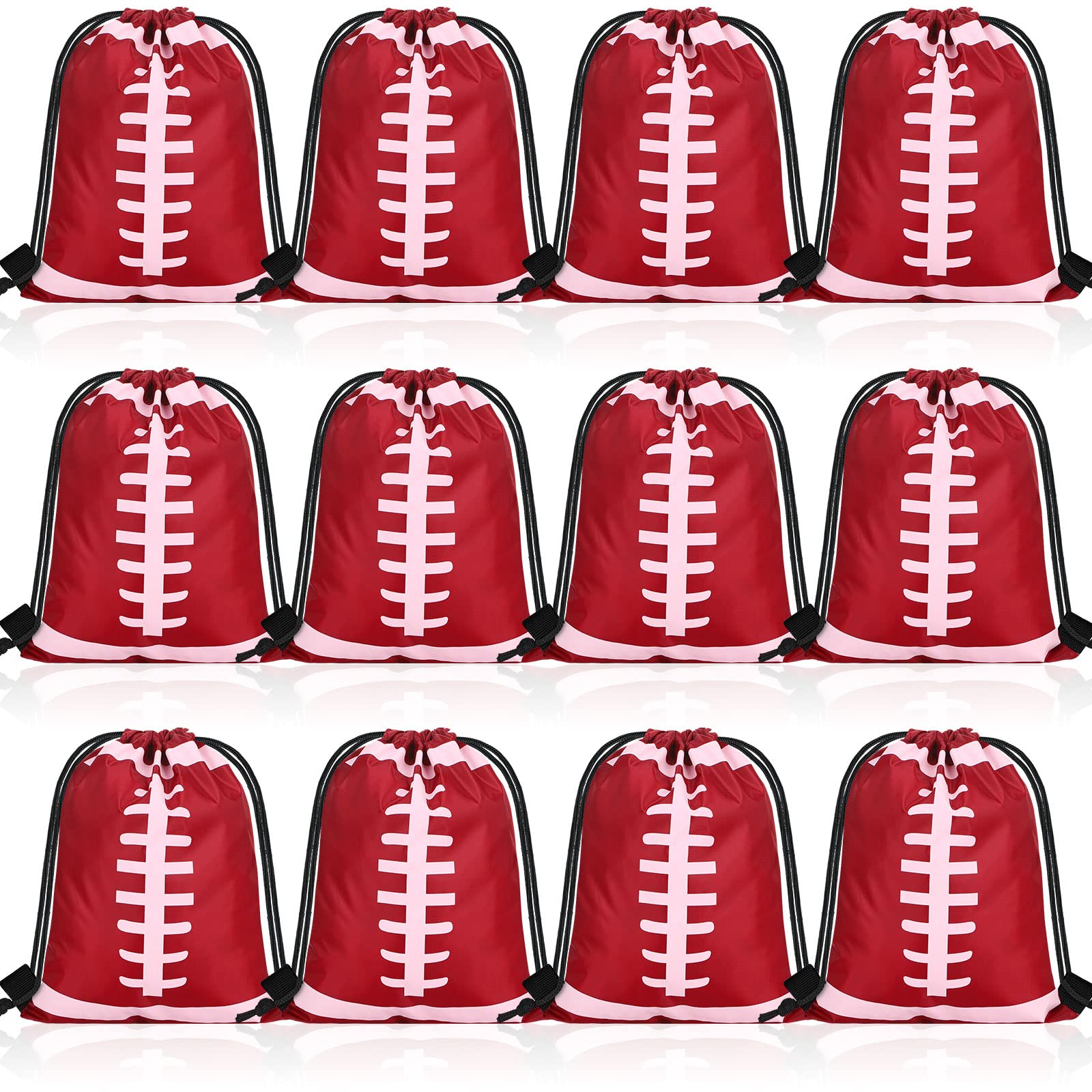 Shappy 12 Pieces Small Sport Drawstring Bags Candy Bag Sport Party Drawstring Goodie Favor Supplies Gifts(Football,10 X 12 Inch)