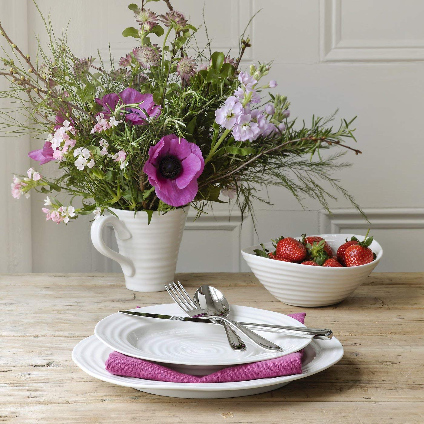Portmeirion Sophie Conran White Round Platter | 12 Inch Porcelain Serving Tray For Appetizers, Snacks, And Sandwiches | Made Fro