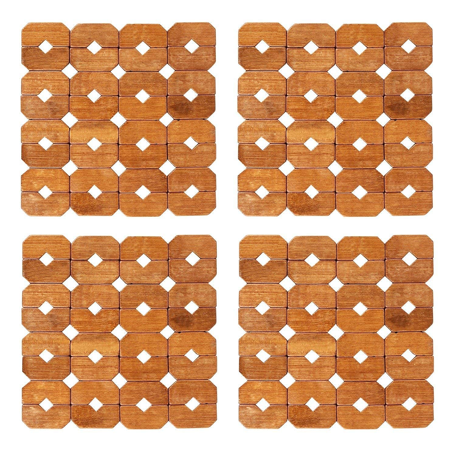 Shopkart Diamond Square Shape Wooden Anti Hot Heat Resistant Pot Holder,Car Dashboard Anti Slip Resistant Pad Dining Table Mat D