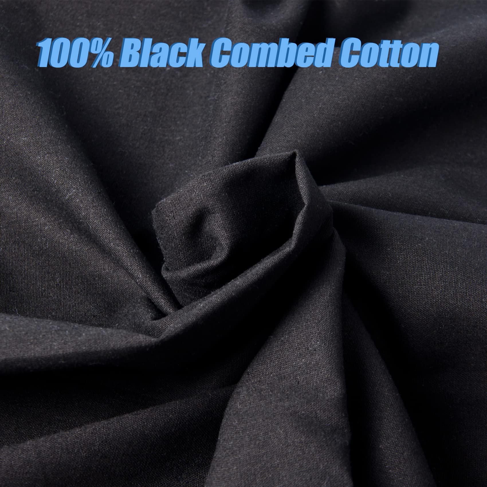 2 Yard Black Cotton Fabric,Natural Cotton Poplin Fabric By The Yard,Black Fabric,59 Inches Wide 100 Cotton Fabric,Soft Embroider