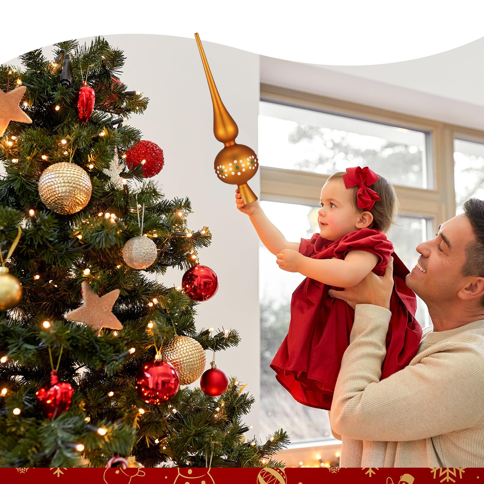 Gejoy Mexican Glass Christmas Finials Tree Topper Platos De Barro Ornaments Cielito Lindo Spherical Blown Glass Mexicanos Tree T