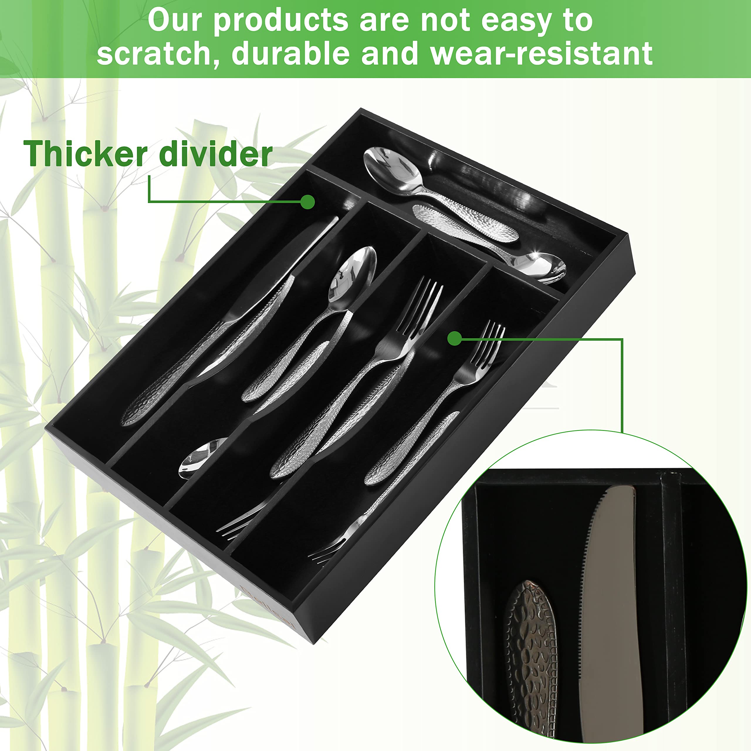 Greenual Black Silverware Organizer 10 In Utensil Organizer Silverware Tray For Drawer Cutlery Flatware Organizer For Kitchen Ba