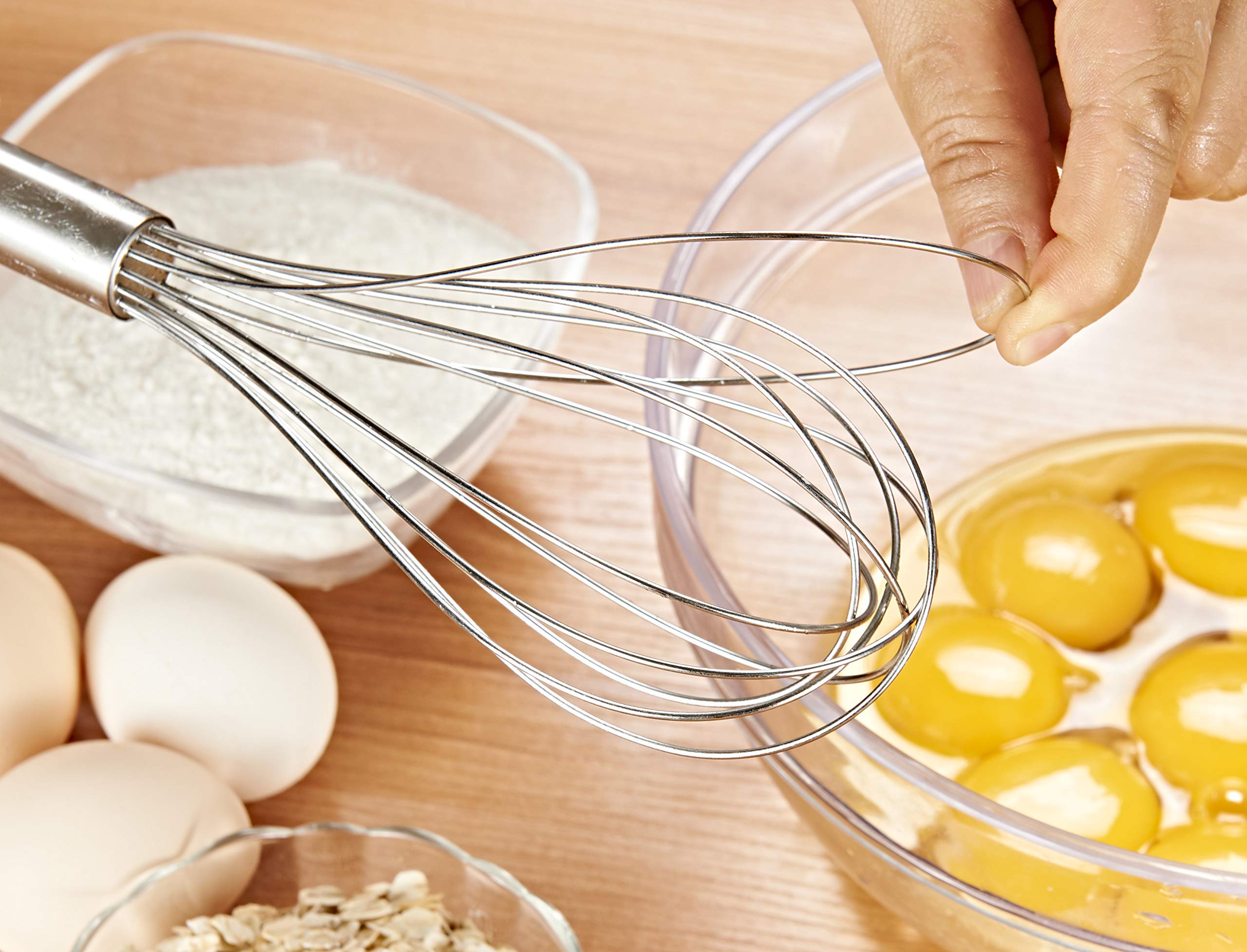 Vitasunhow Stainless Steel Whisk Balloon Whisk 10'' Wire Whisk Kitchen Whisk Handheld Whisk For Blending, Whisking, Beating, Sti
