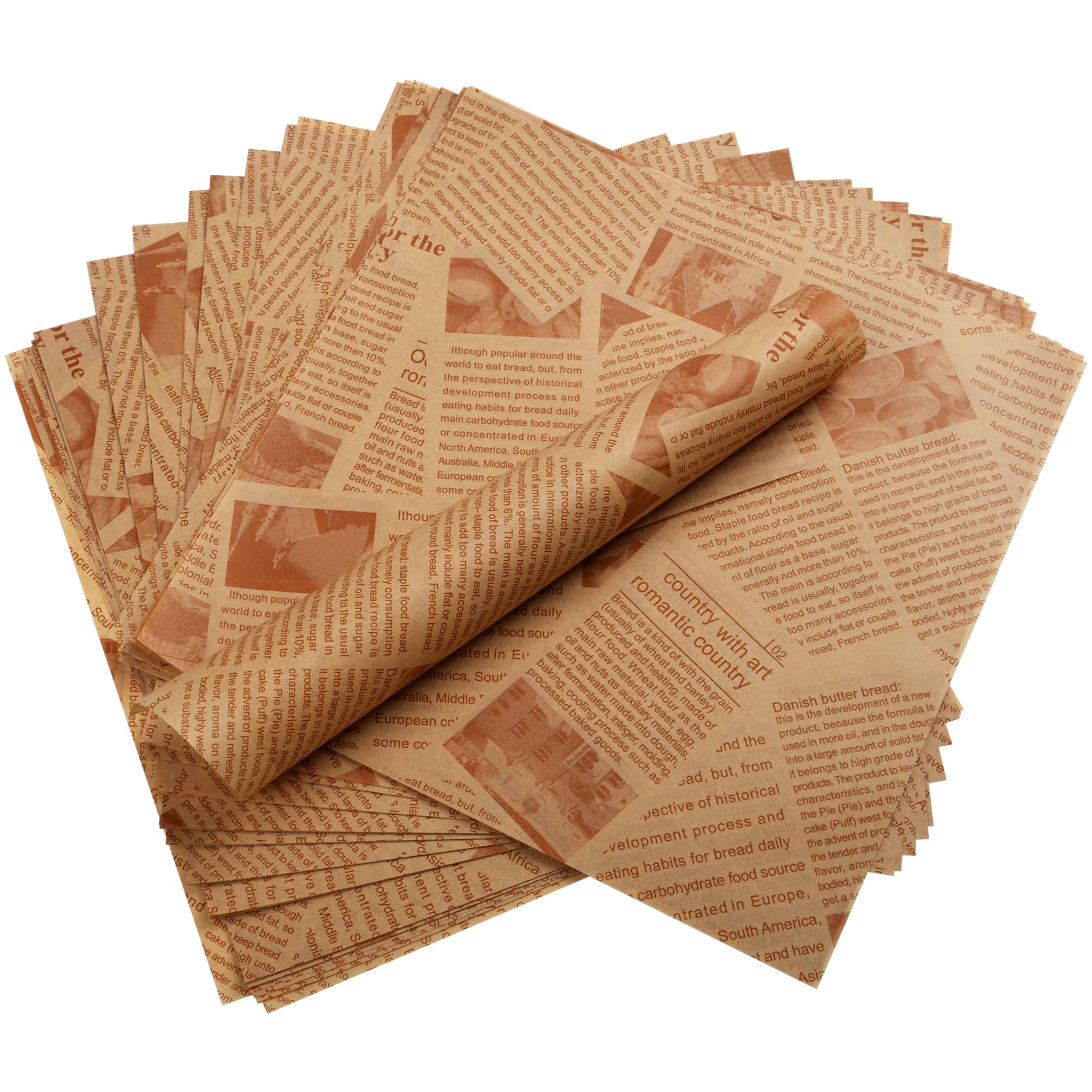 200 Pcs Deli Wax Paper Sheets For Food Basket Liners 10 X 10 Inch Old Newspaper Style Printed Greaseproof Deli Paper For Wrappin