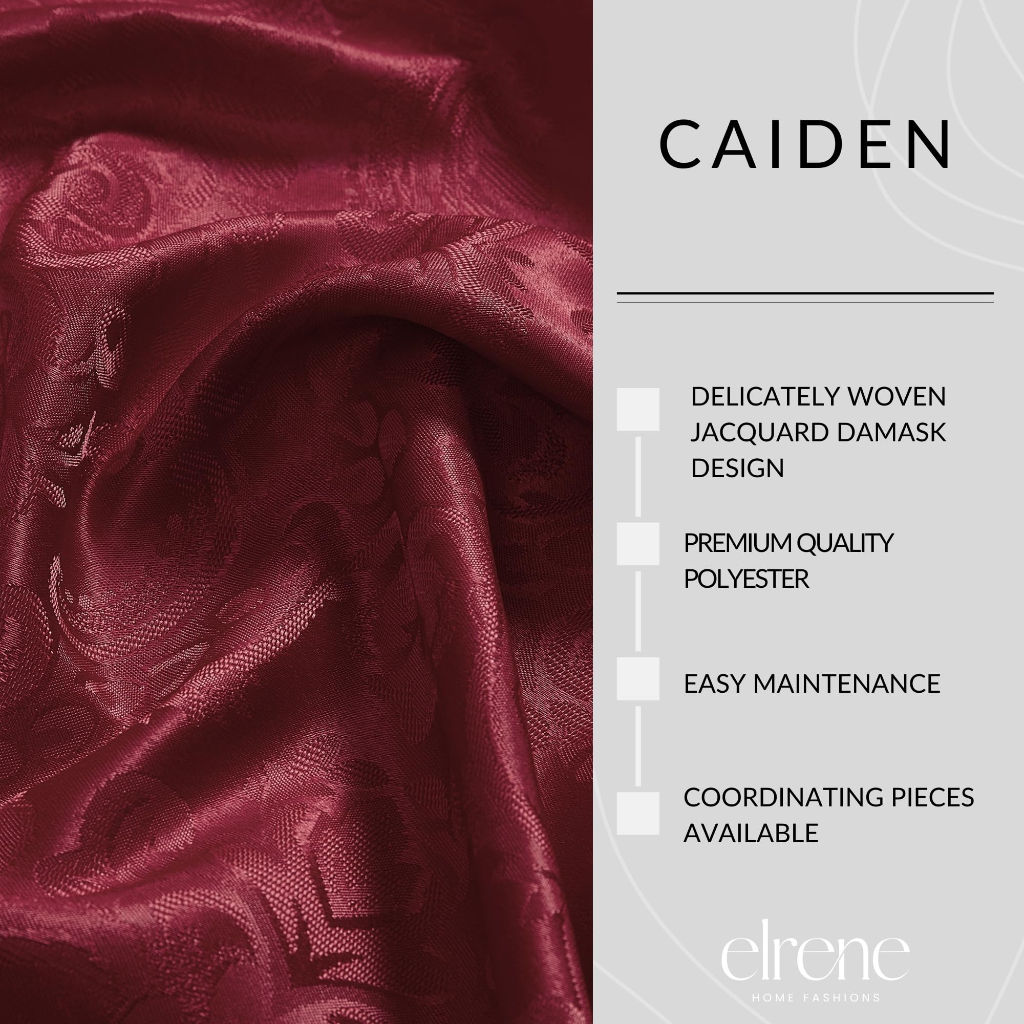 Elrene Home Fashions Caiden Elegance Damask Fabric Napkins (Set Of 4), 17'' X 17'', Cranberry 4 Count