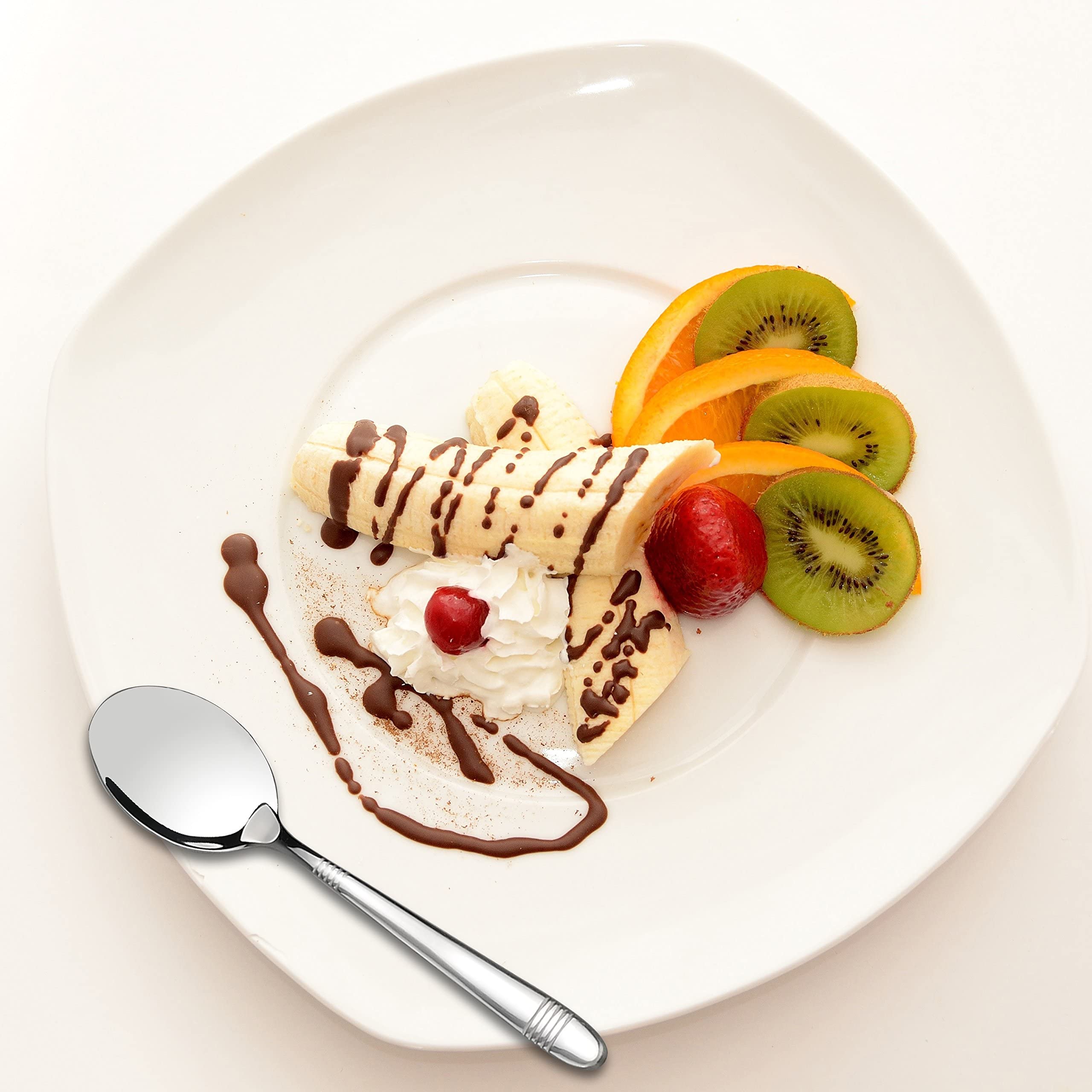 Begale 12-Piece Stainless Steel Dessert Spoons, Small Spoon