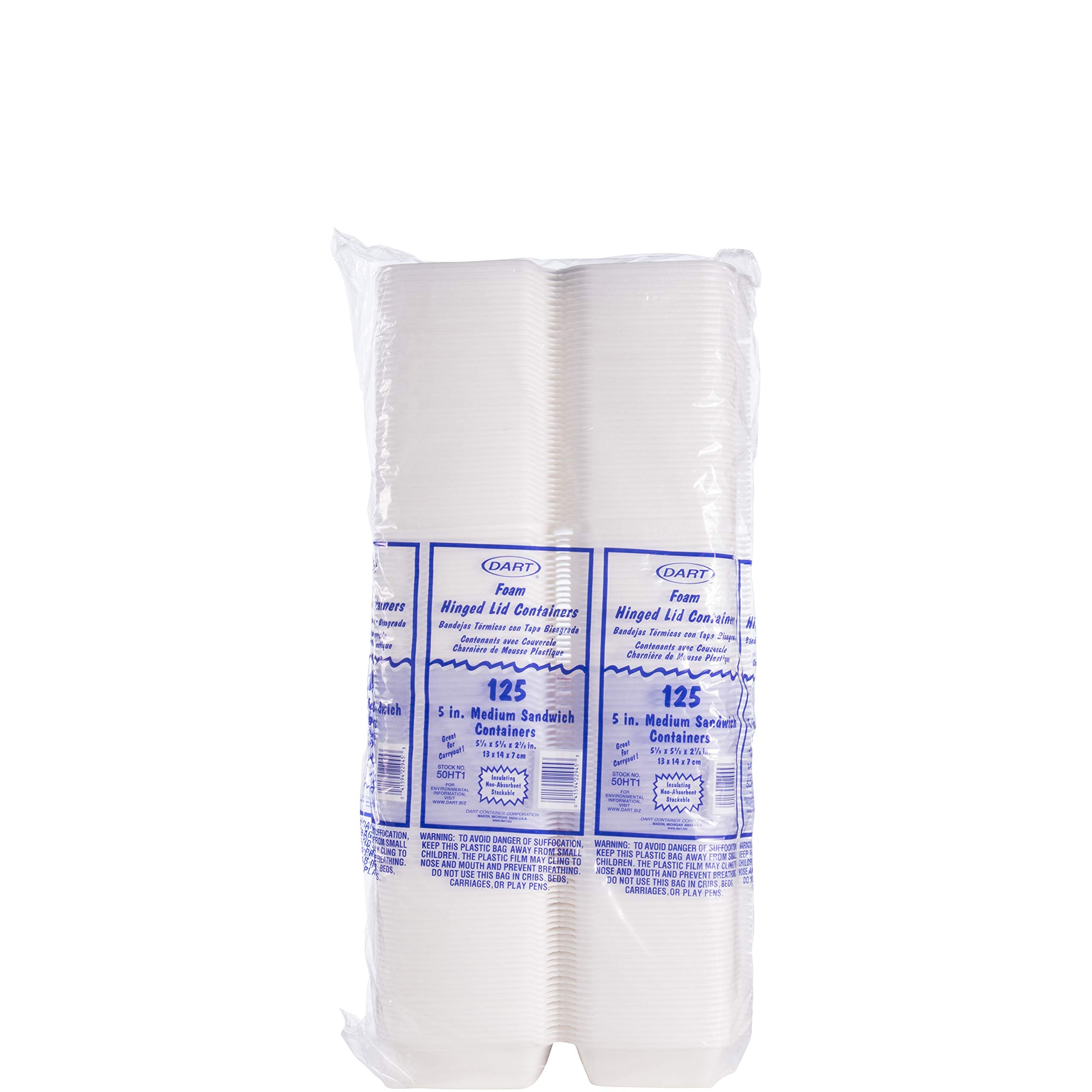 Dart 50Ht1 5 In Med Sandwich Foam Hinged Container (Case Of 500)