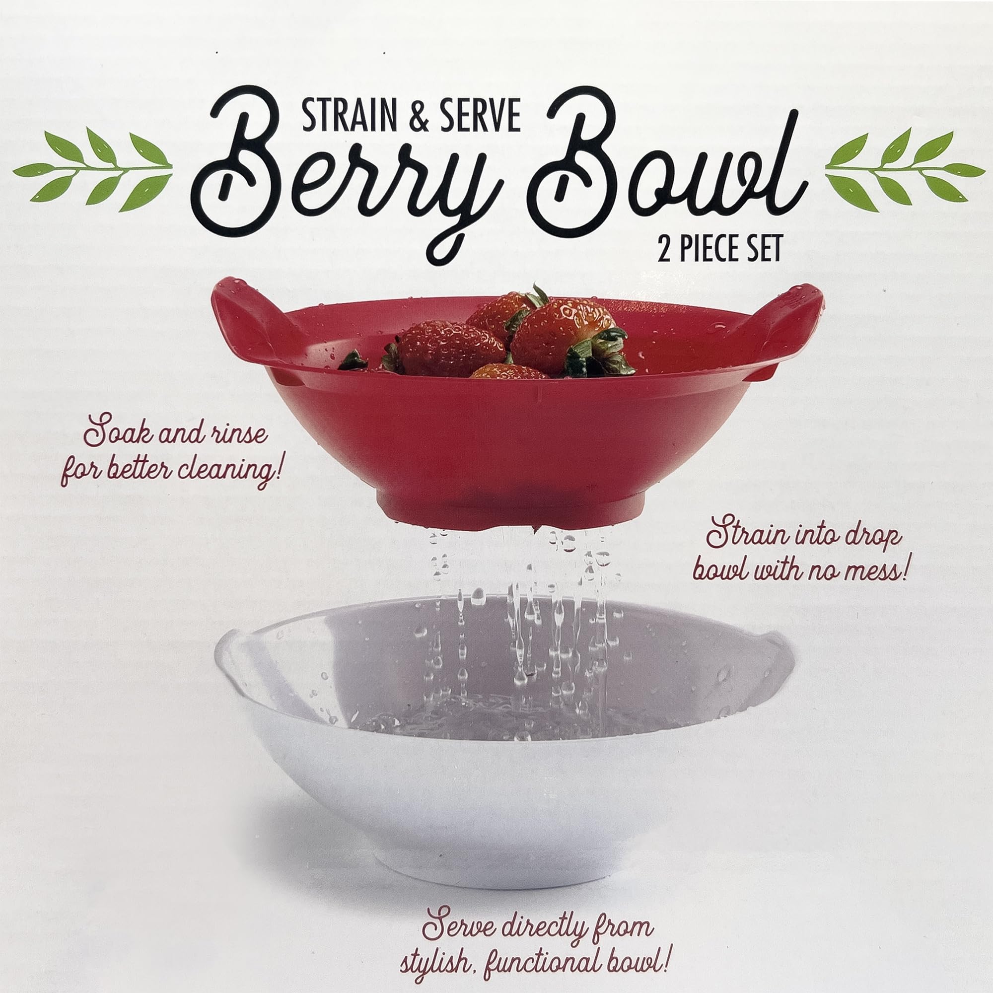 Strainer Colander Fruit 1 Quart Bowl Small Detachable 2 Piece Set Handle Berries Vegetables Exultimate