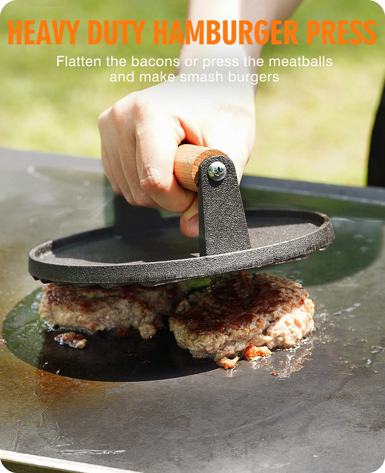 HOMENOTE Griddle Accessories for Blackstone  Commercial Grade 12 Inch Heavy Duty Melting Dome with Round Cast Iron Smash Burger Press Perfect for Flat Top Hibachi Grill Indoor Outdoor