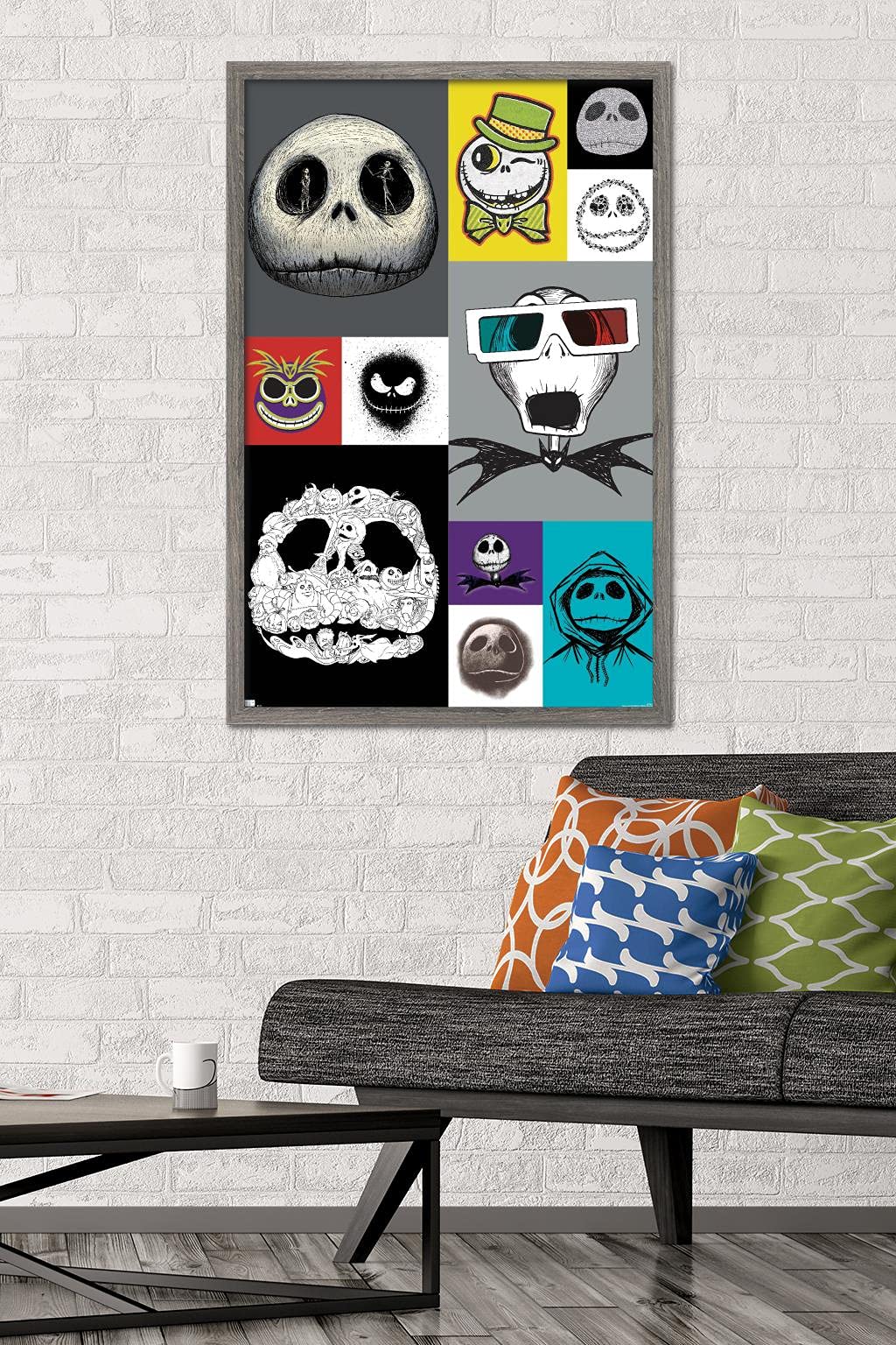 Trends International Disney Tim Burton'S The Nightmare Before Christmas - Jack Grid Wall Poster, 22.37'' X 34.00'', Barnwood Fra