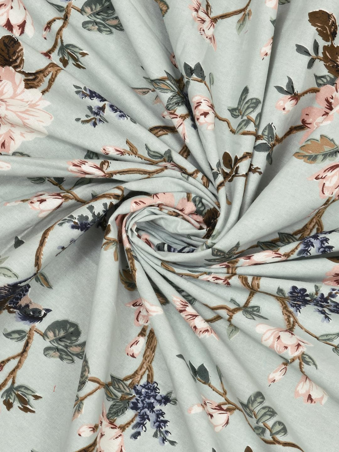 Clasiko 100% Cotton 6 Seater Round Table Cover; 72x72 Inches; Peach Flowers