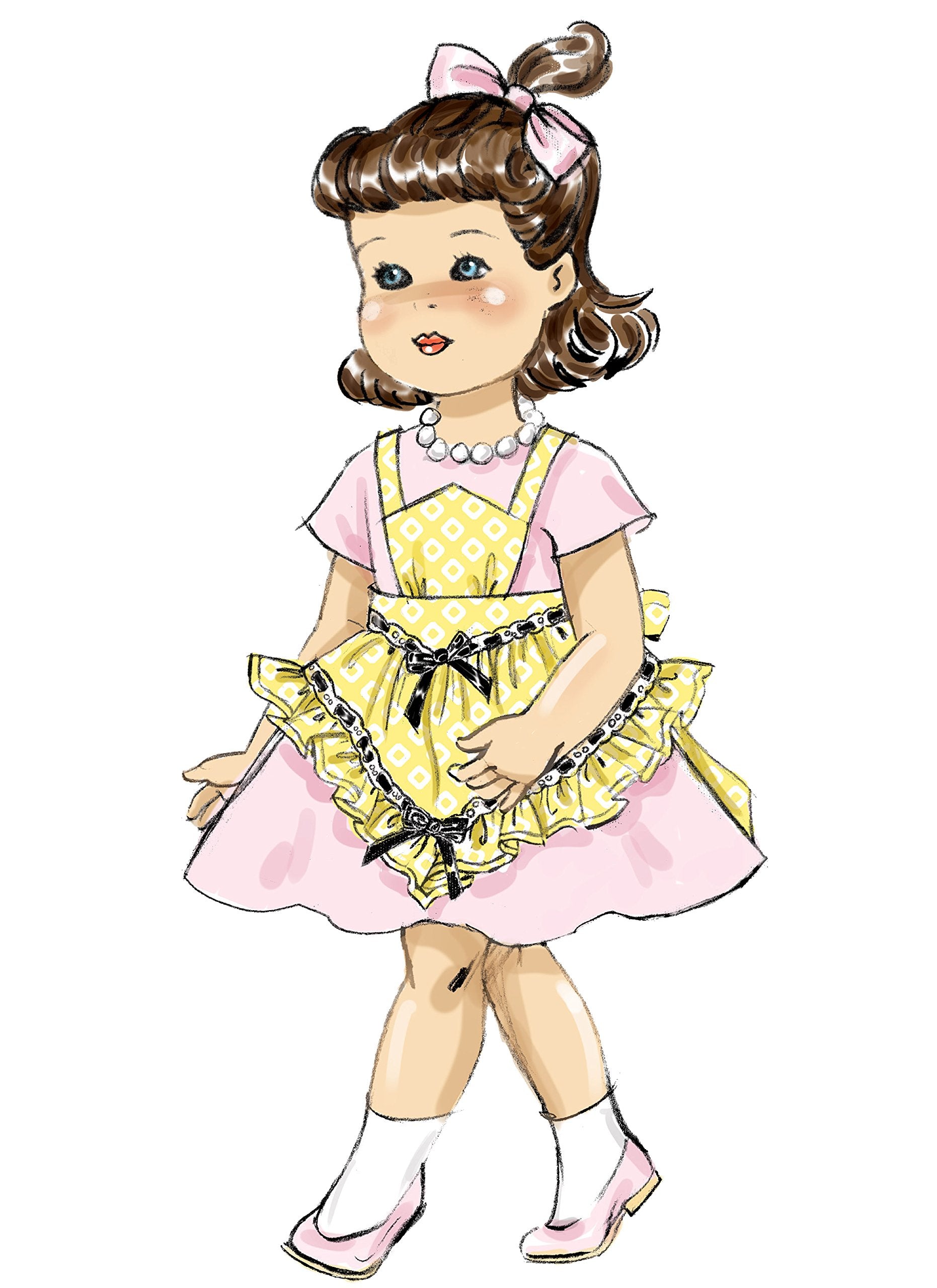 Mccall Pattern Company B6468Osz 18 Doll Aprons And Dress, One Size